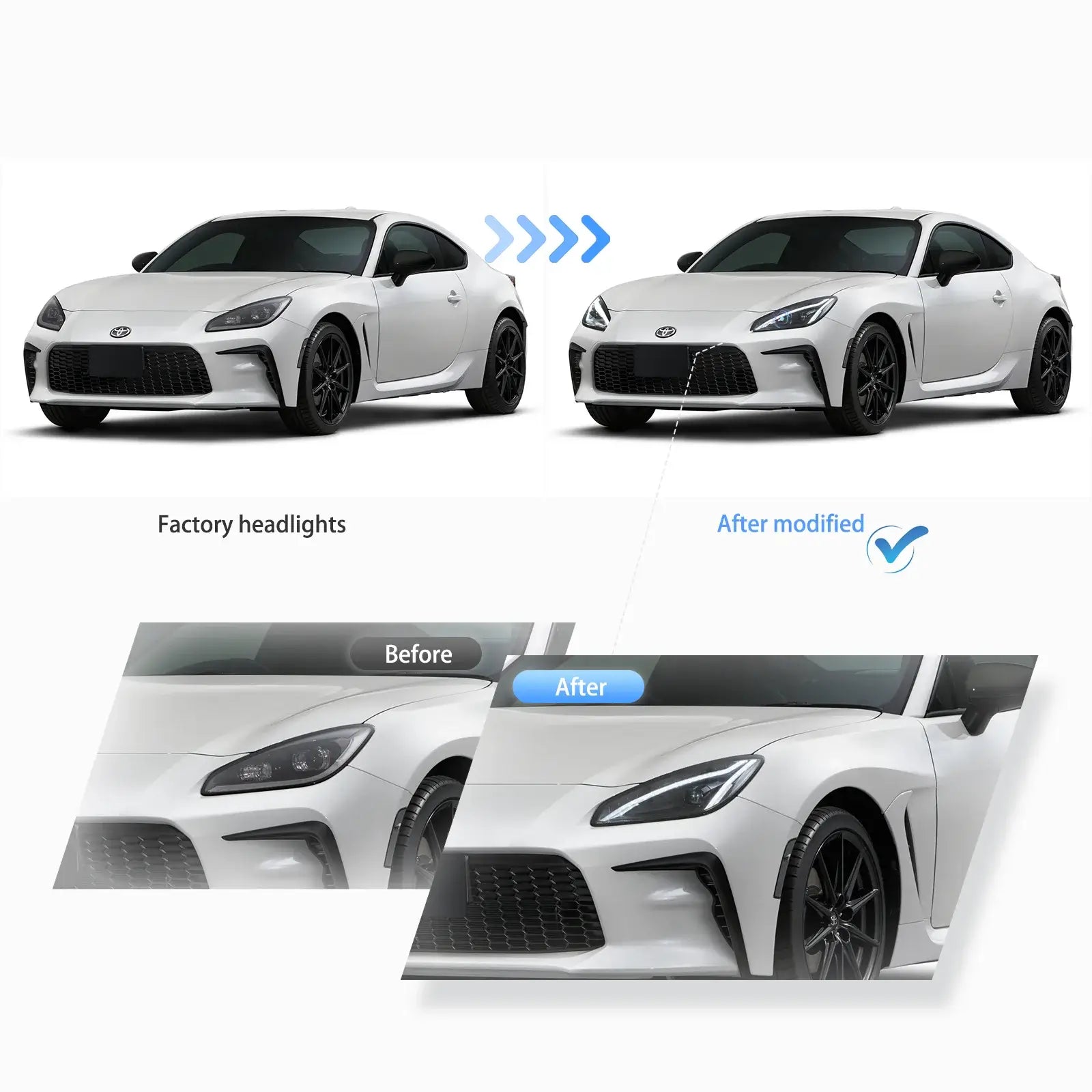VLAND 21-24 Toyota GR86 / Subaru BRZ strålkastare med Full LED Dual Beam Projector - 4