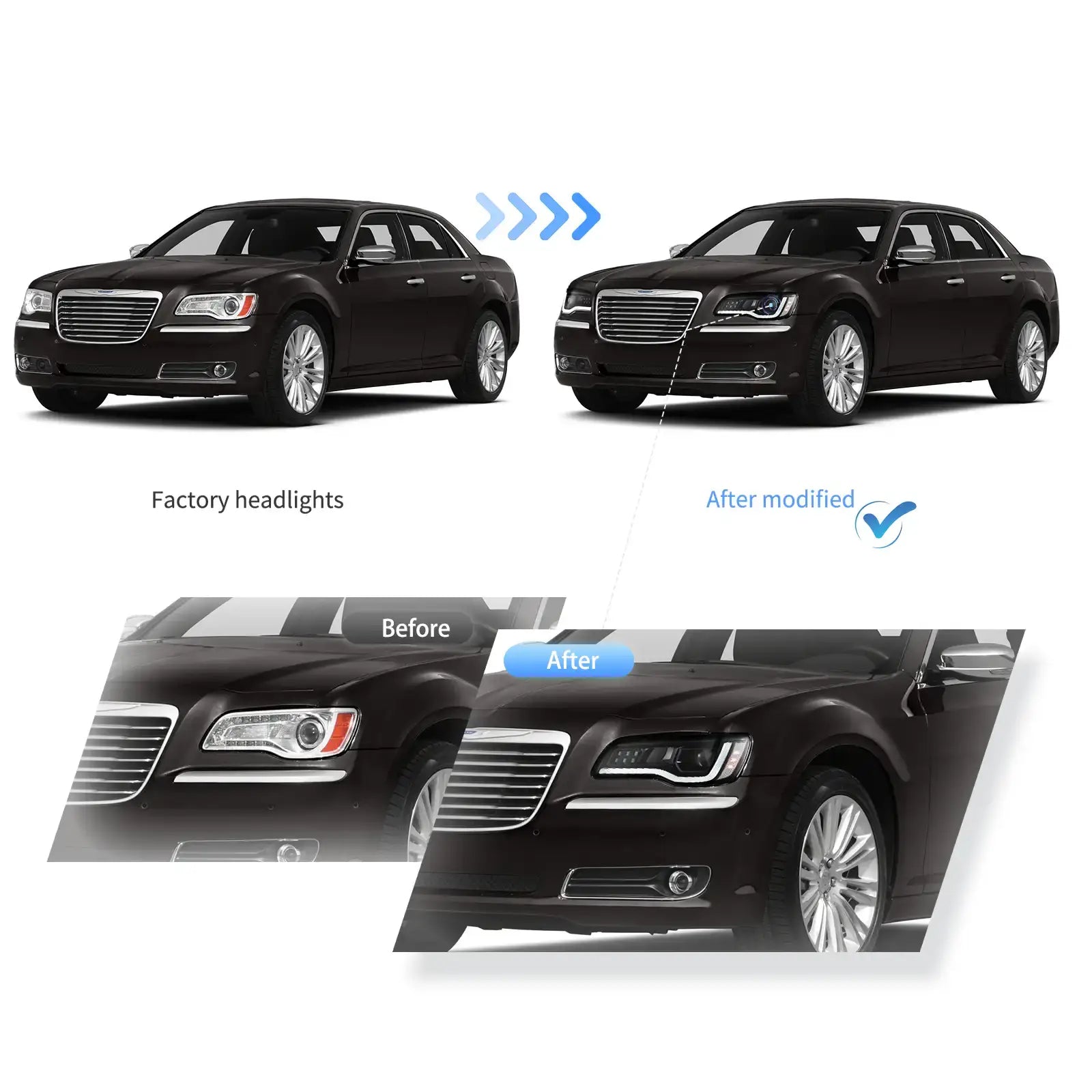 VLAND 2011-2023 Chrysler 300/300C strålkastare - 9