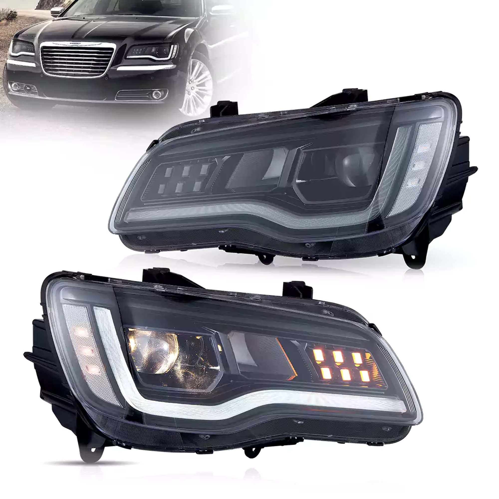 VLAND 2011-2023 Chrysler 300/300c LED strålkastare med startanimation