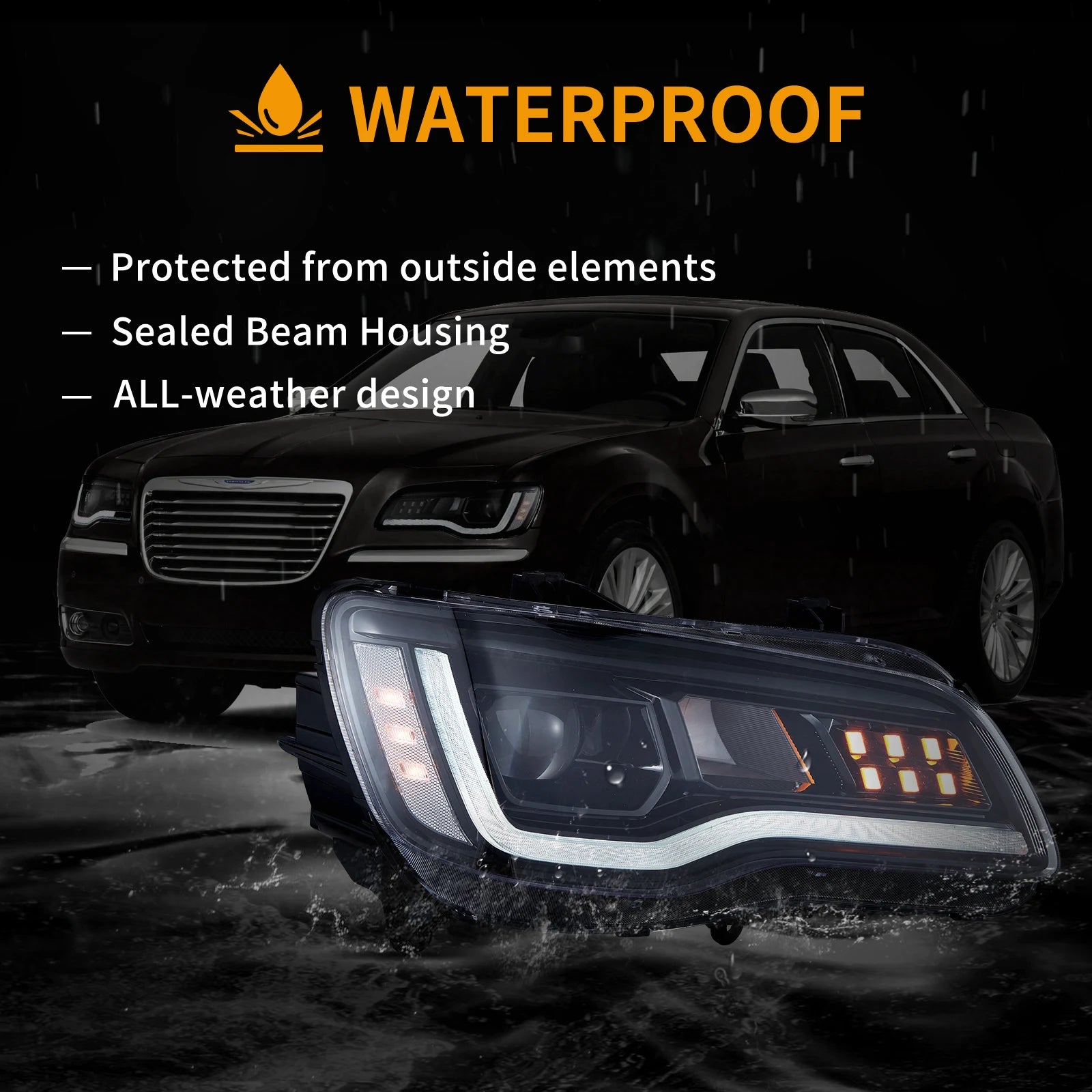 VLAND 2011-2023 Chrysler 300/300c LED strålkastare med startanimation - 10