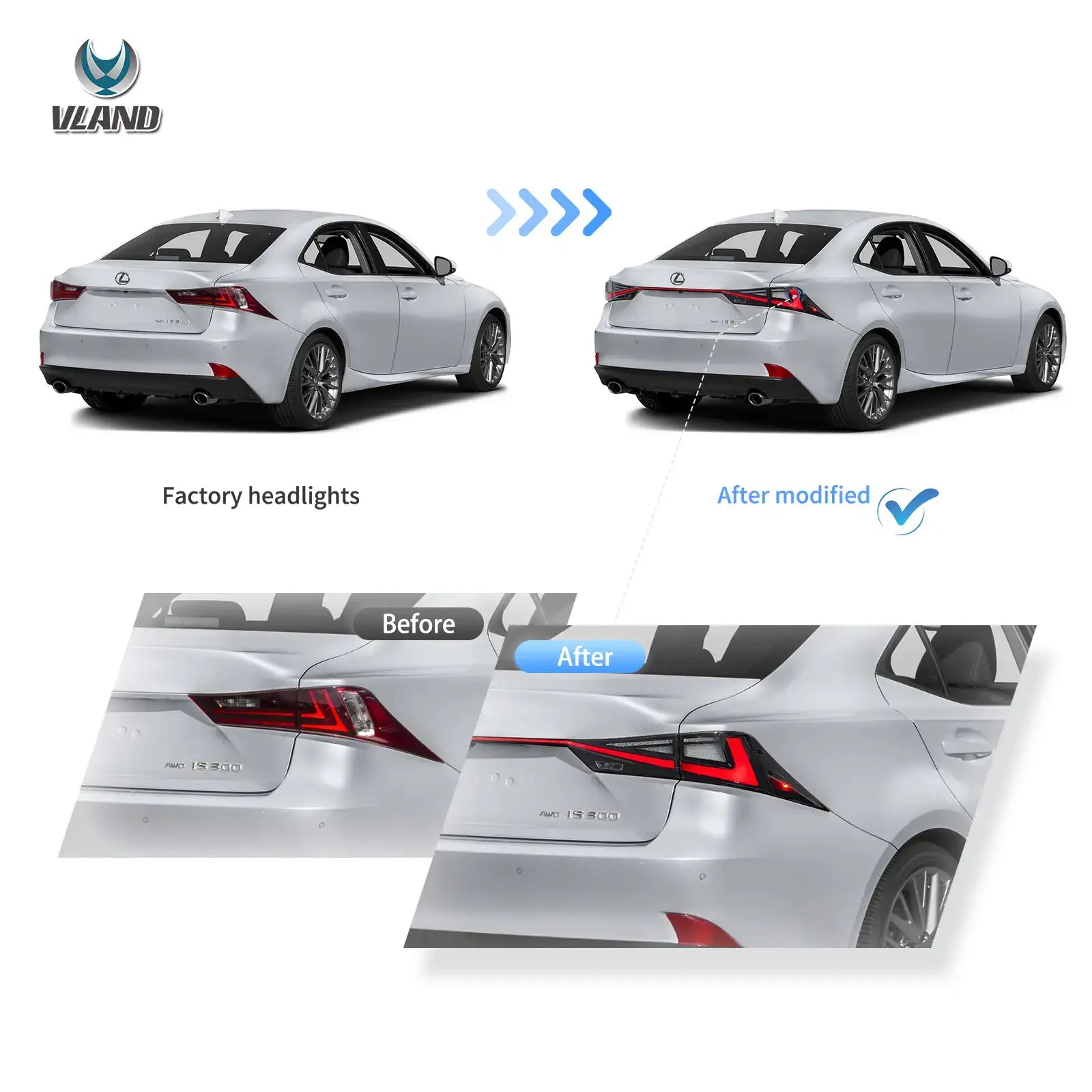 14-20 Lexus IS 250 200t 300h F Sport Vland LED bakljus - 9