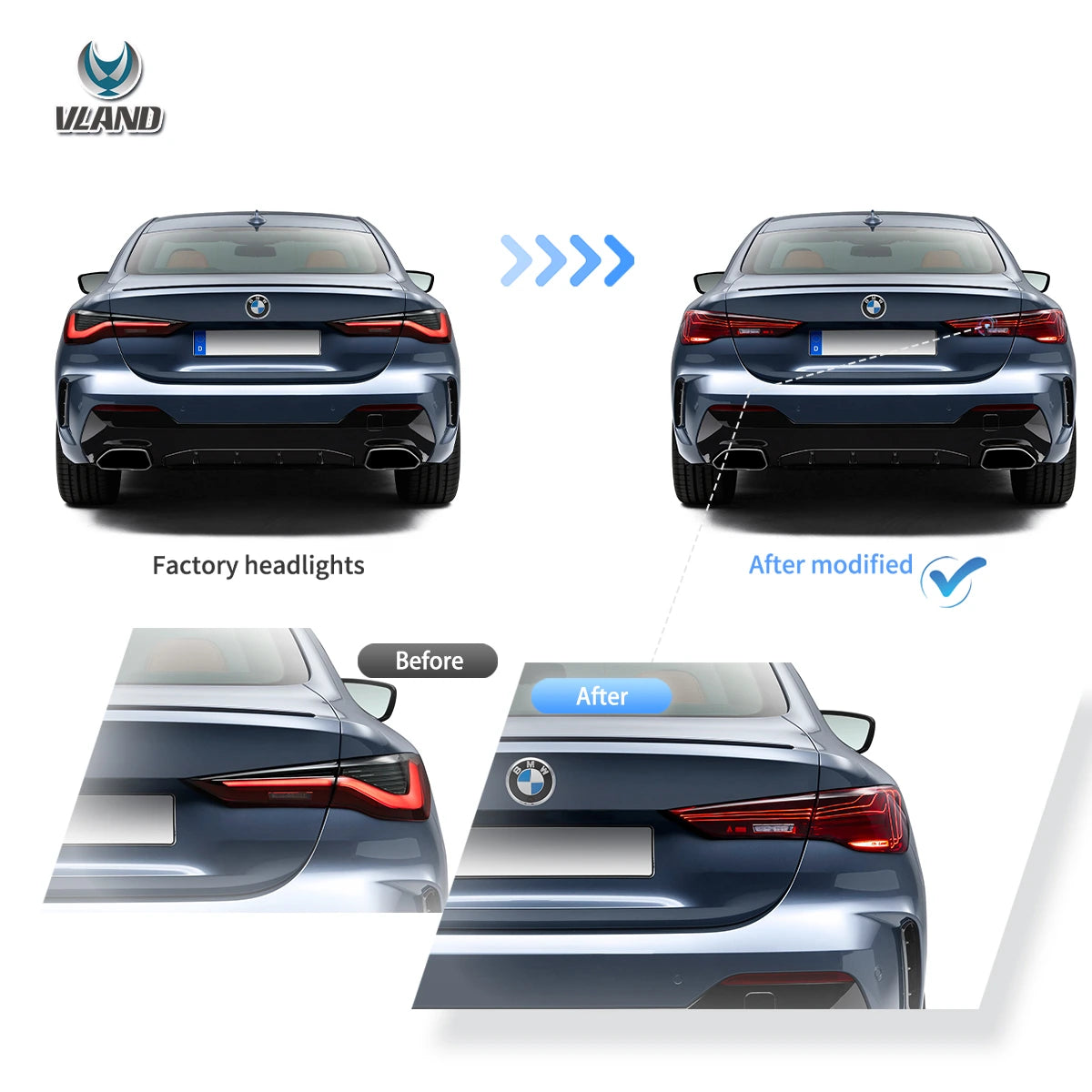 20 och framåt BMW 4 serie G22/G23/G26/G82/G83 VLAND Laser bakljus [E-märkt] - 7