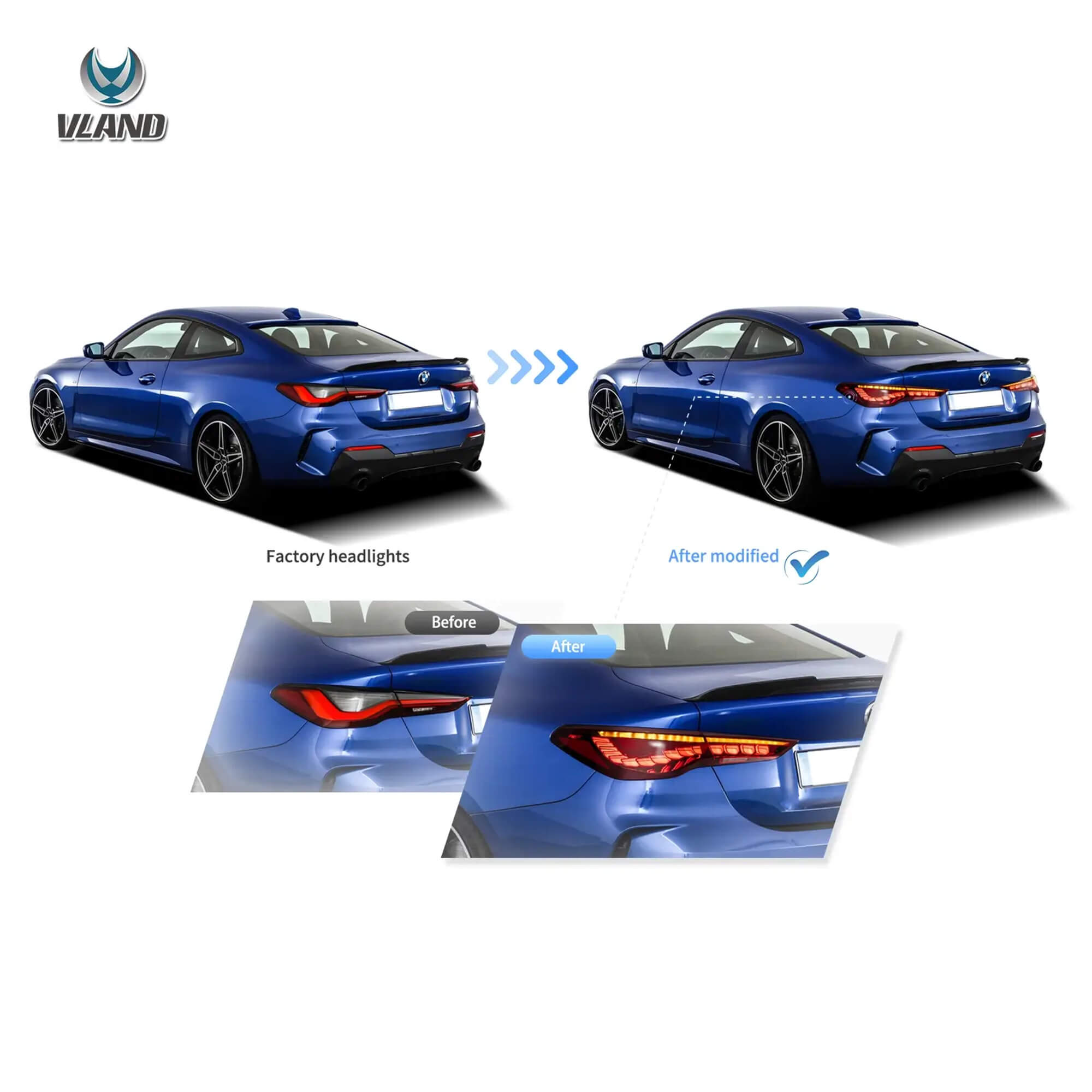 20 och framåt BMW 4 serie G22/G23/G26 VLAND OLED bakljus med dynamisk startanimation [E-märkt] - 9