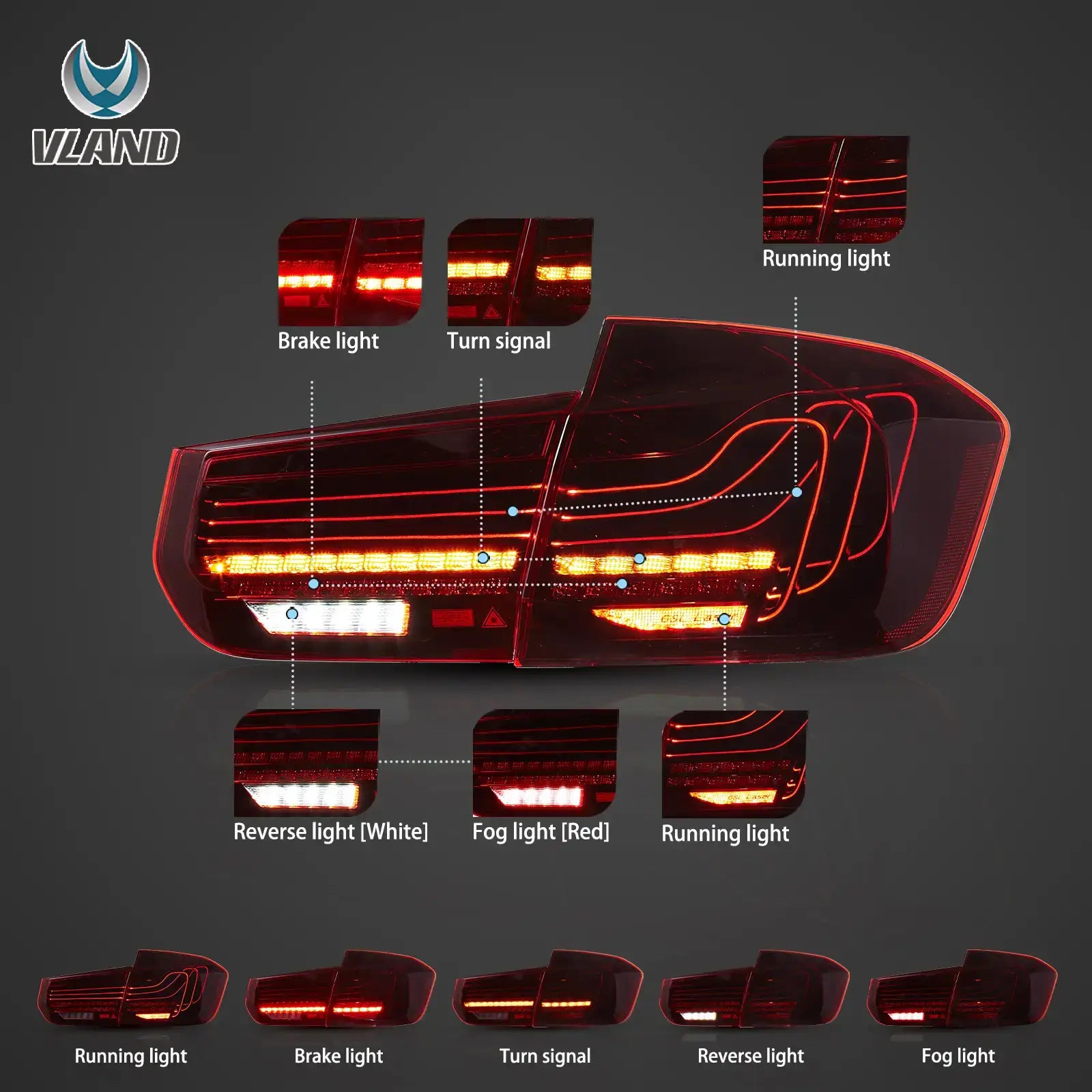 12-19 BMW F30 F80 3 serie VLAND Laser bakljus CSL stil [E-märkt] - 2