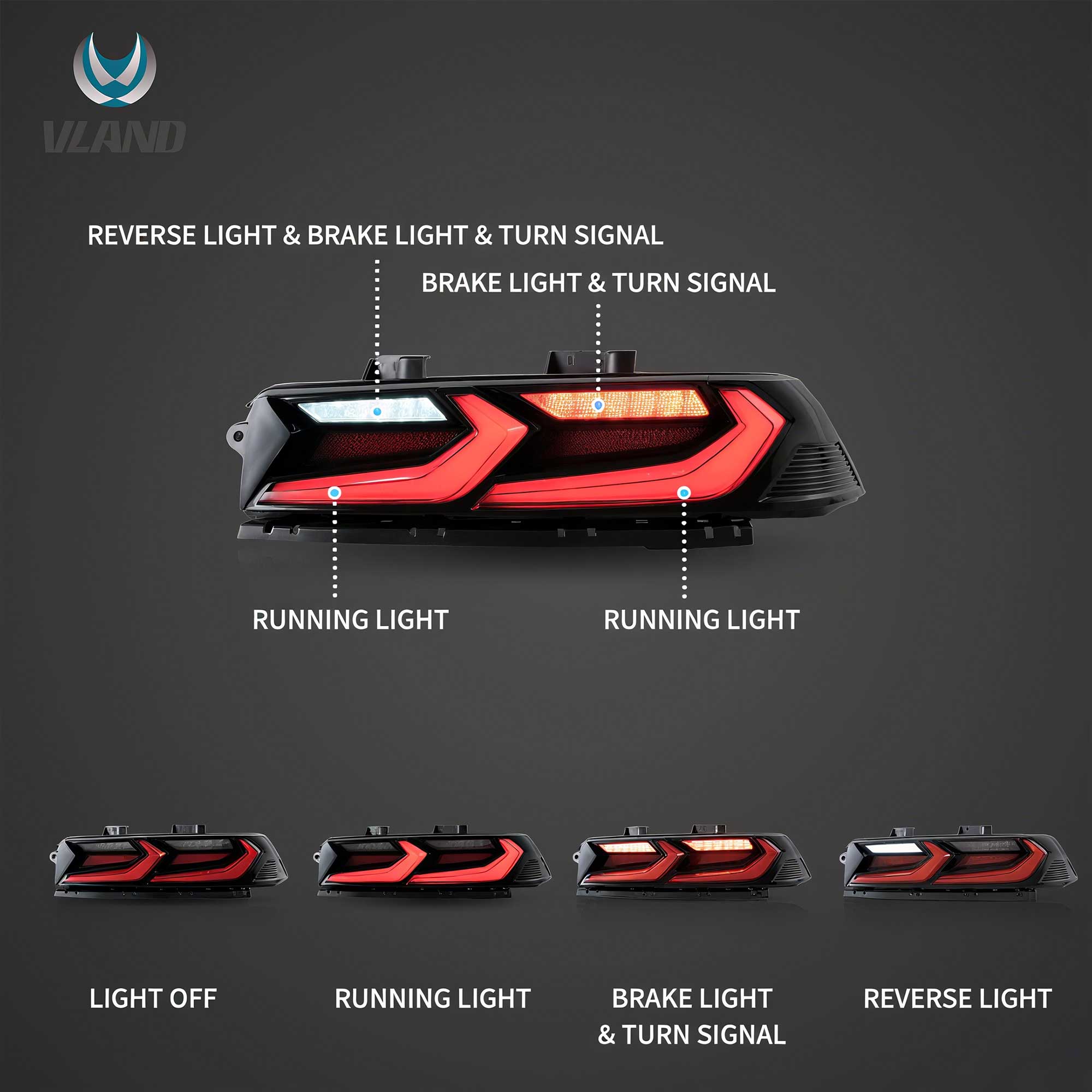 VLAND 2014-2015 Chevrolet Camaro 5th Gen Facelift LED bakljus - 7