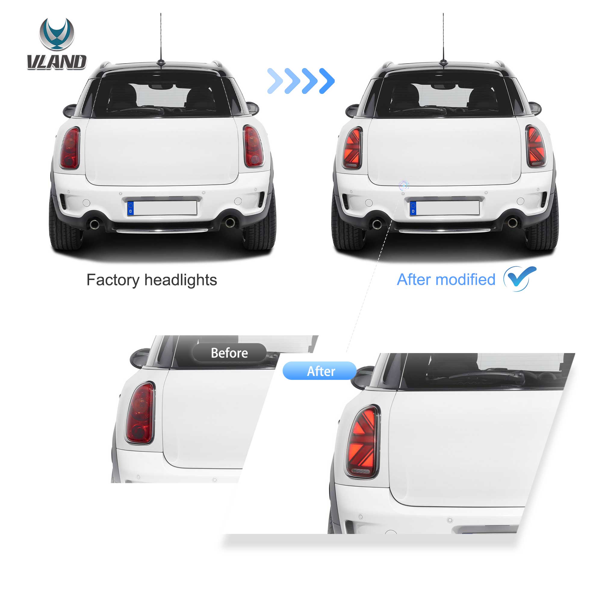 VLAND 10-16 Mini Cooper Countryman R60 LED bakljus Union Jack - 5