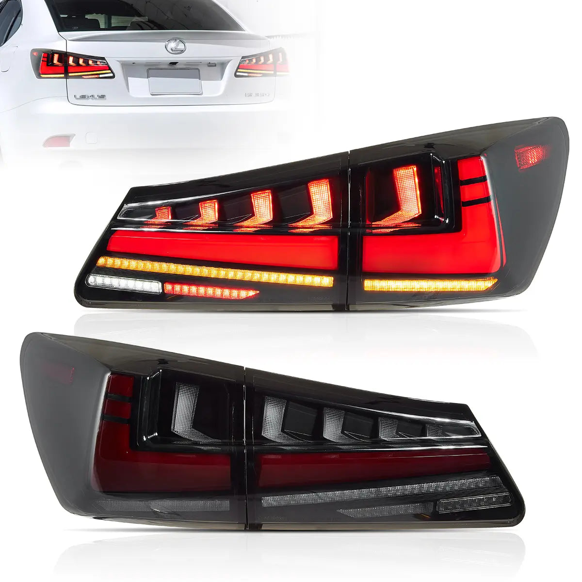 VLAND Carlamp bakljus för Lexus 2006-2012 IS250 IS350 ISF med Amber Turn Signal - 2