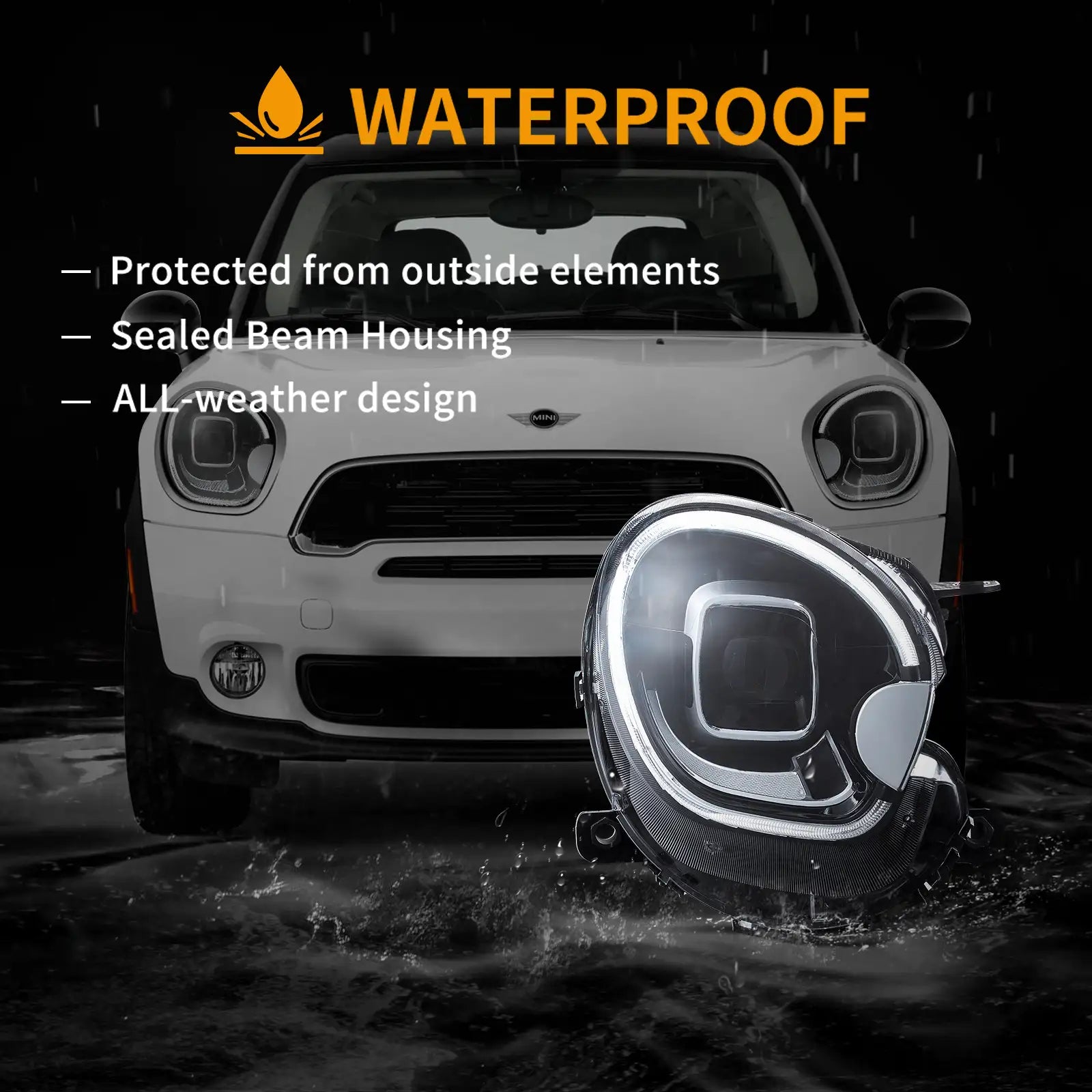10-16 Mini Countryman R60 Vland Full LED Dual Beam Projector strålkastare [E-mark] - 6