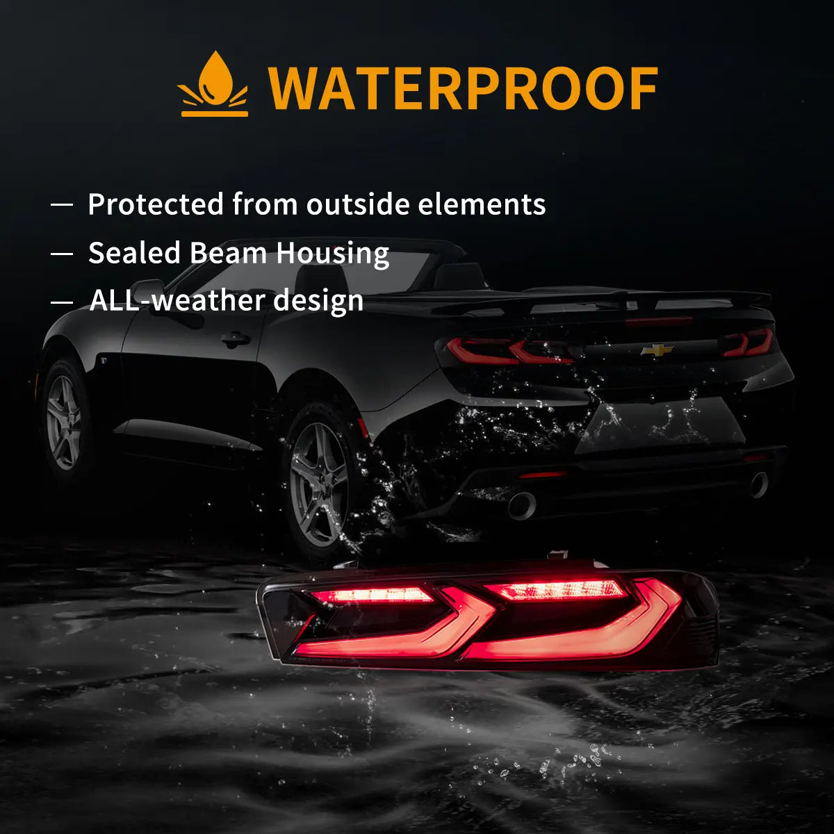 VLAND bakljus Fit för 2016-2018 Chevrolet Camaro med amber turn signal - 13