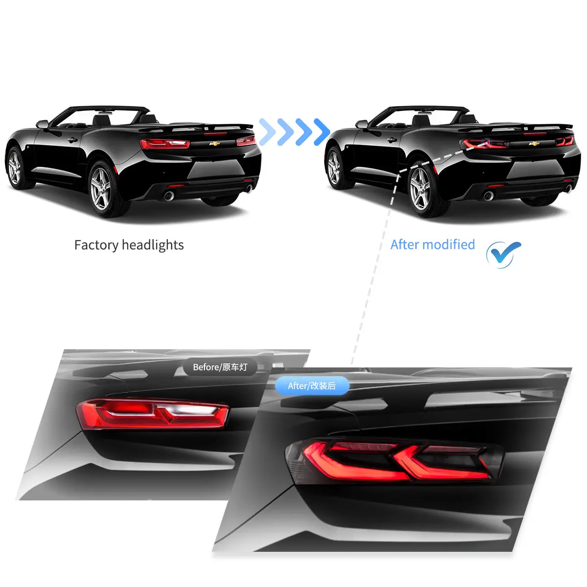 VLAND bakljus Fit för 2016-2018 Chevrolet Camaro med amber turn signal - 10