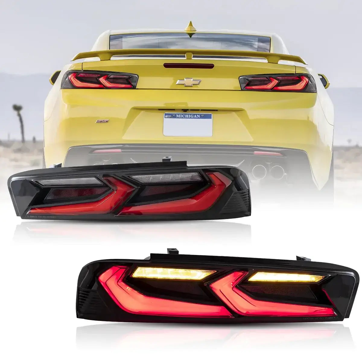 VLAND bakljus Fit för 2016-2018 Chevrolet Camaro med amber turn signal - 2