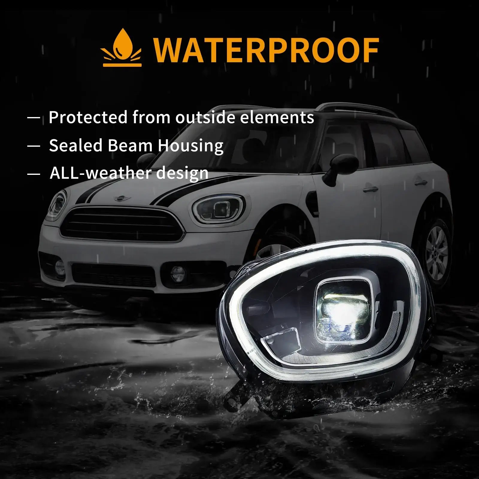 17-20 Mini Countryman F60 Vland Full LED Dual Beam Projector strålkastare [E-mark] - 8