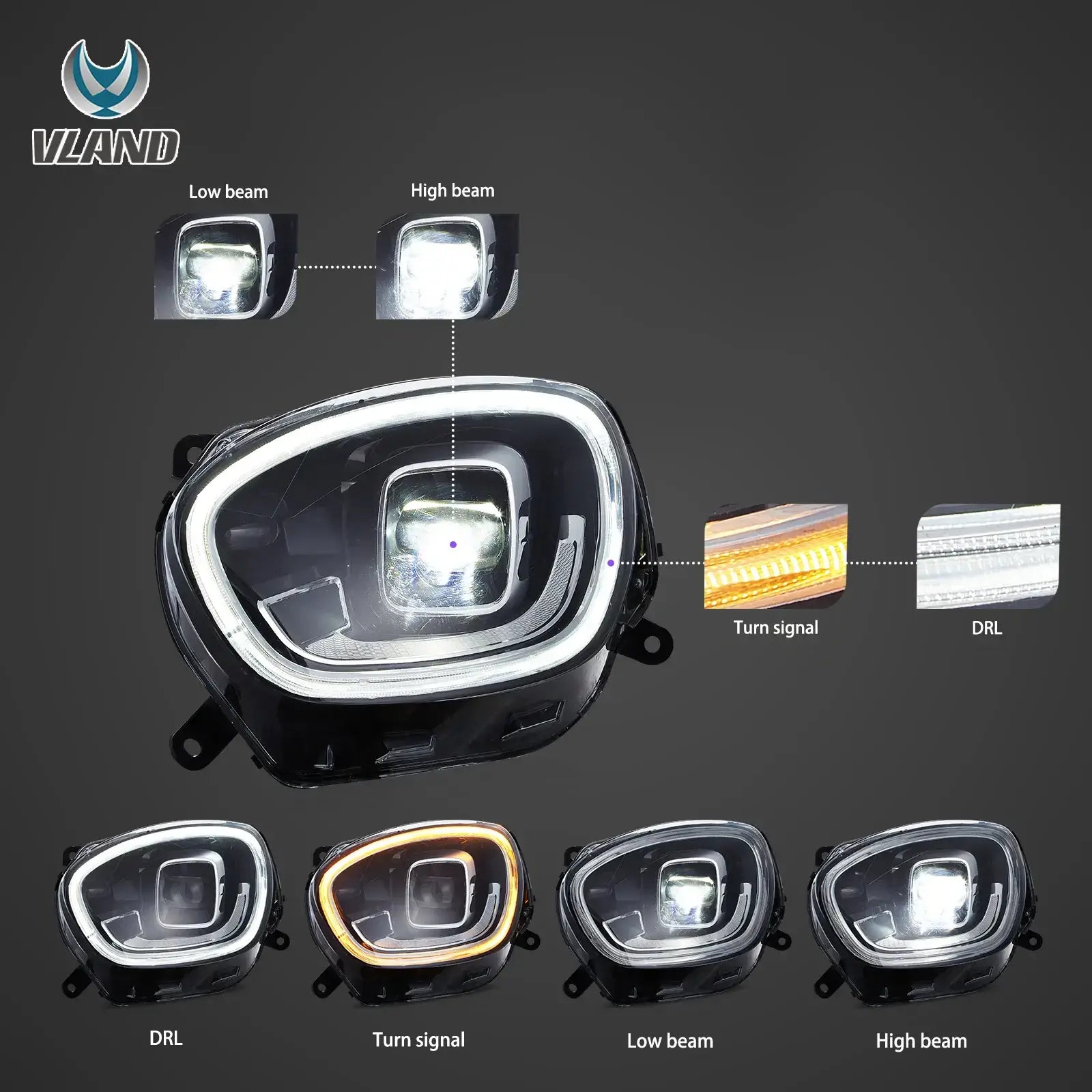 17-20 Mini Countryman F60 Vland Full LED Dual Beam Projector strålkastare [E-mark] - 3