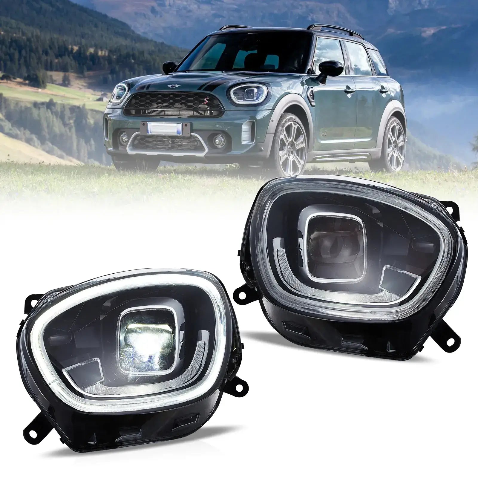 17-20 Mini Countryman F60 Vland Full LED Dual Beam Projector strålkastare [E-mark]