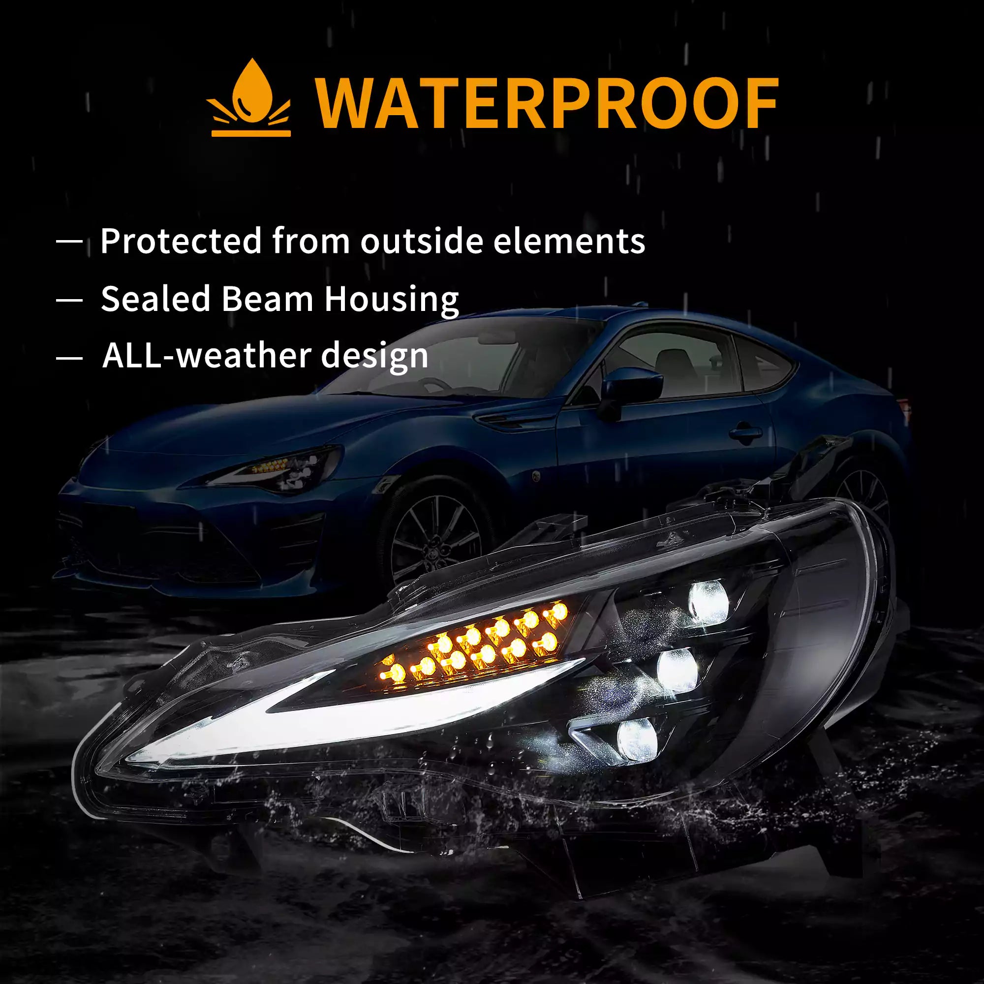 VLAND strålkastare för 12–21 Toyota 86/GT86, Subaru Brz, Scion Frs W/Triple LED Projector - 10