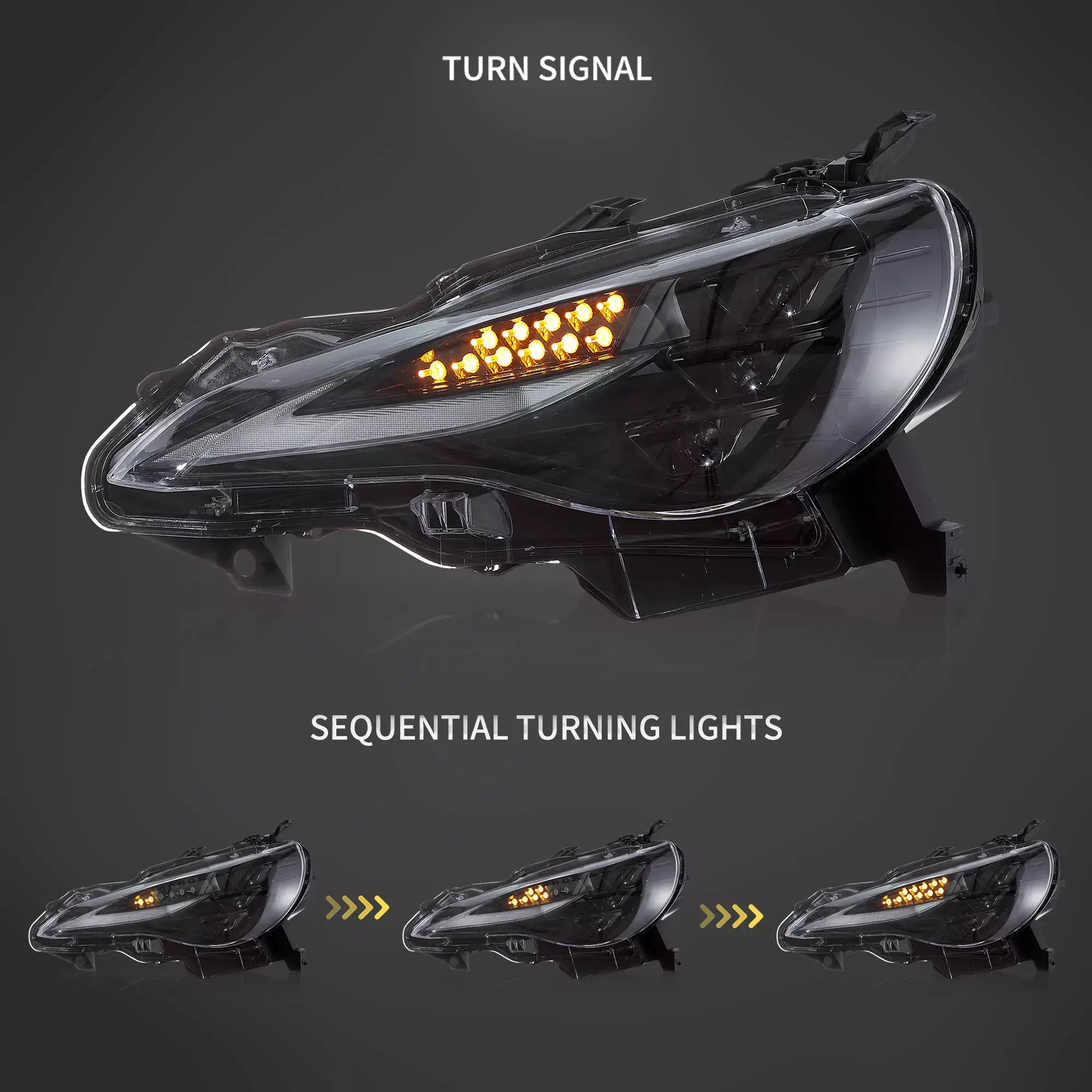 VLAND strålkastare för 12–21 Toyota 86/GT86, Subaru Brz, Scion Frs W/Triple LED Projector - 3