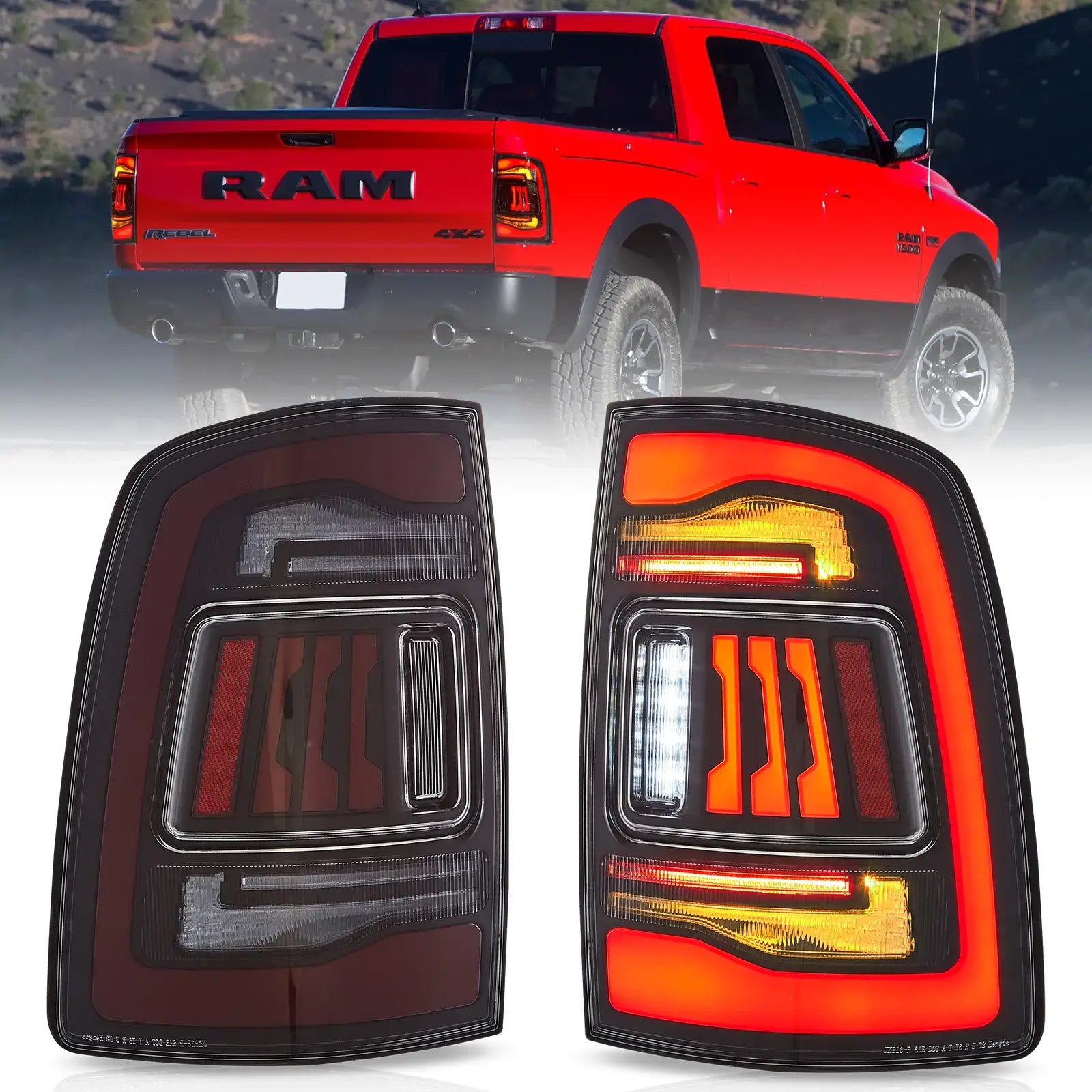 09-18 Dodge Ram 1500/2500/3500 VLAND uppgraderade LED bakljus med orange blinkers - 7