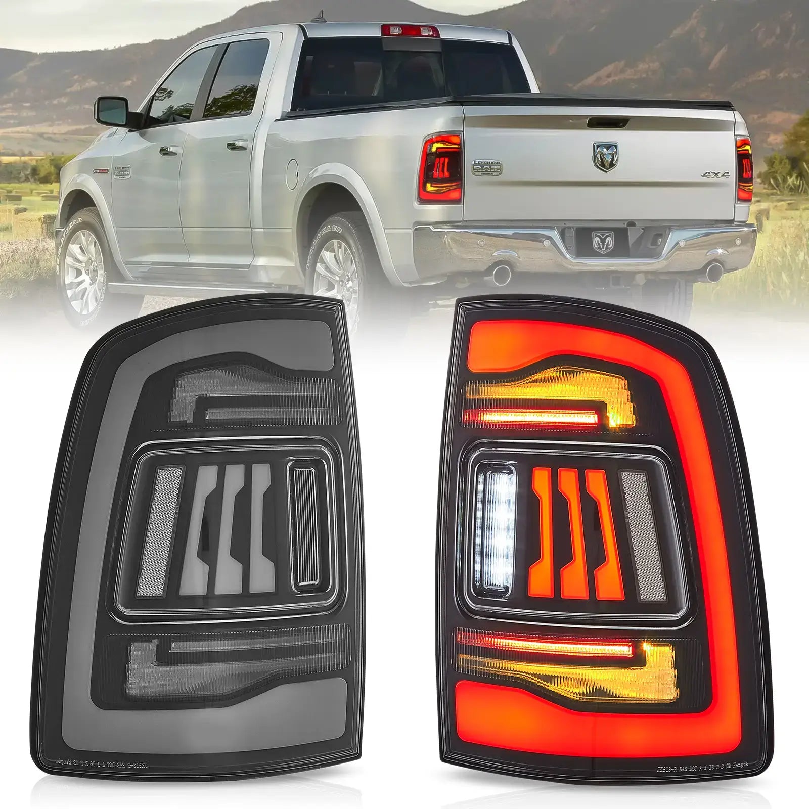 09-18 Dodge Ram 1500/2500/3500 VLAND uppgraderade LED bakljus med orange blinkers - 3