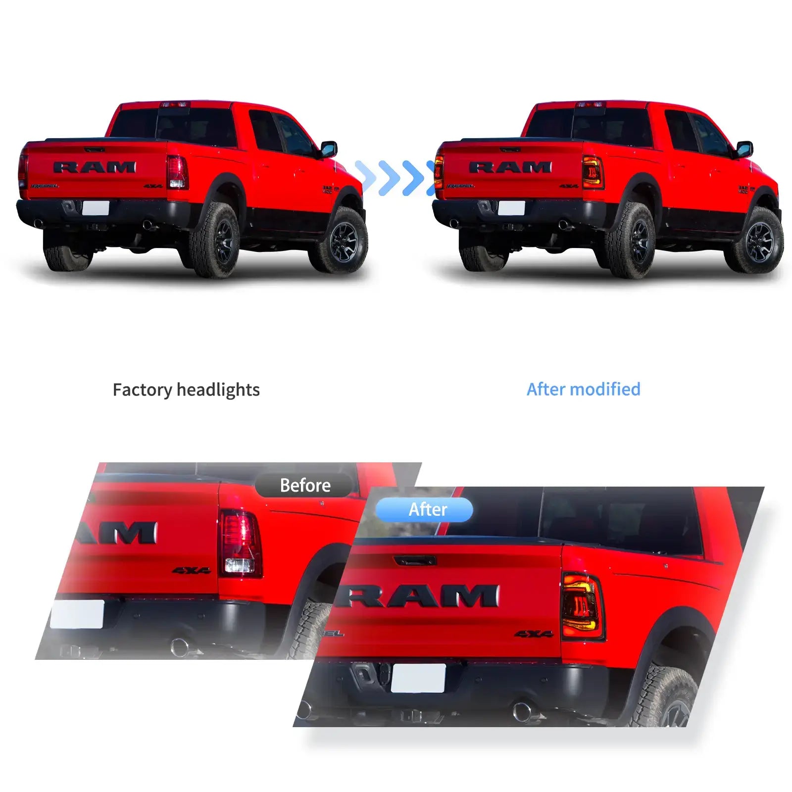 09-18 Dodge Ram 1500/2500/3500 VLAND uppgraderade LED bakljus med orange blinkers - 9