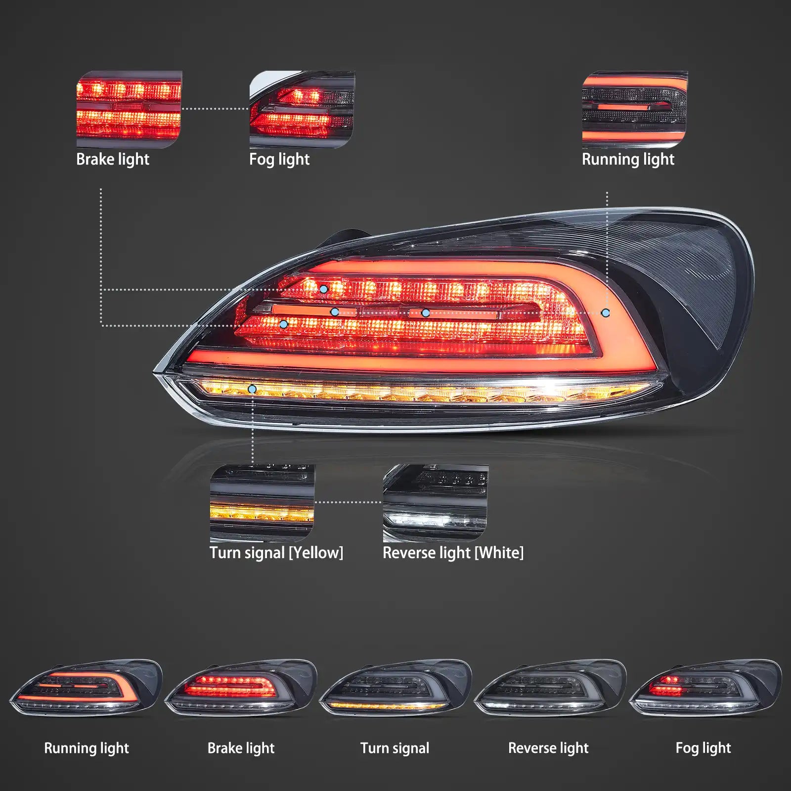 09-14 Volkswagen Scirocco Vland LED bakljus W/Amber sekventiell blinkerss [E-mark] - 7