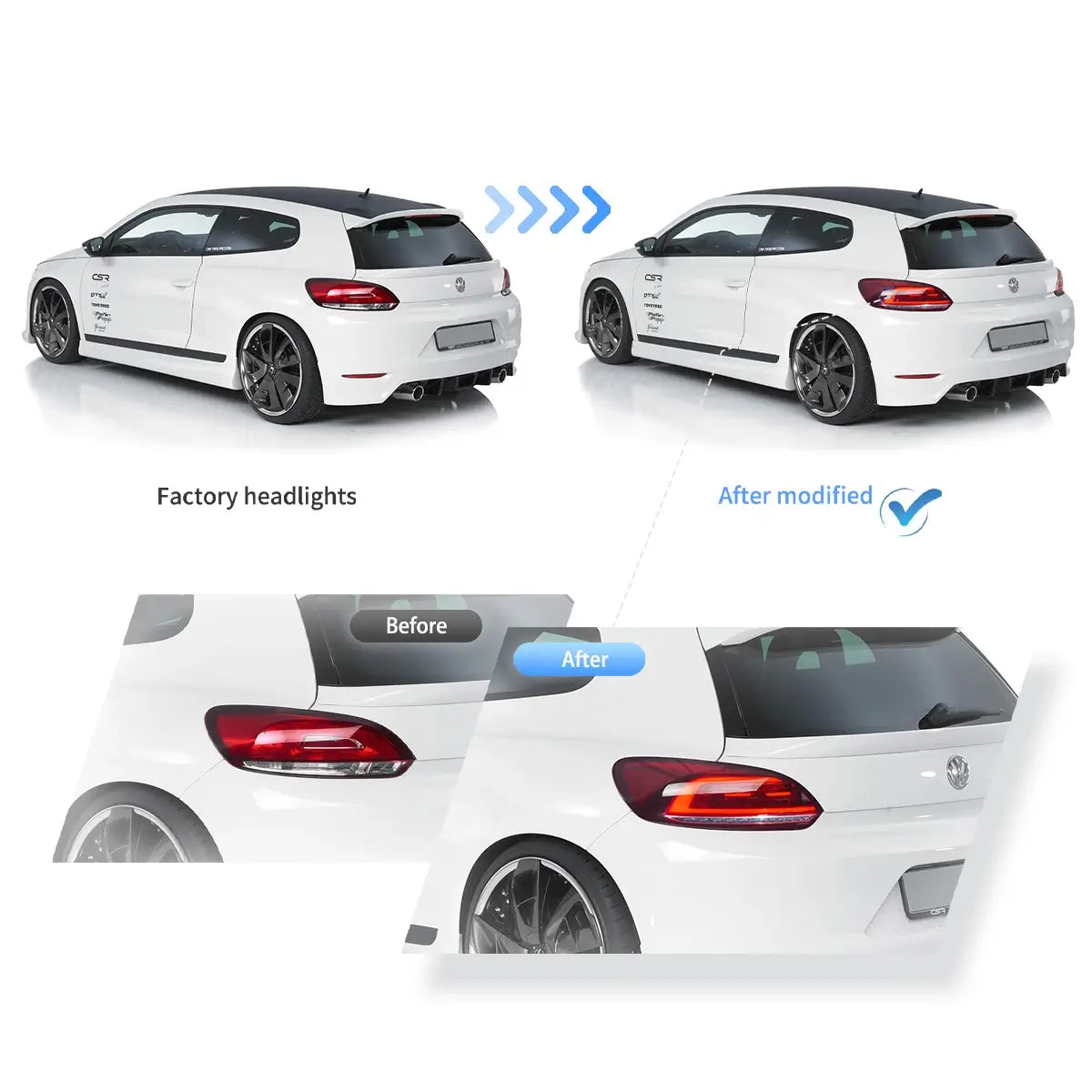 09-14 Volkswagen Scirocco Vland LED bakljus W/Amber sekventiell blinkerss [E-mark] - 9