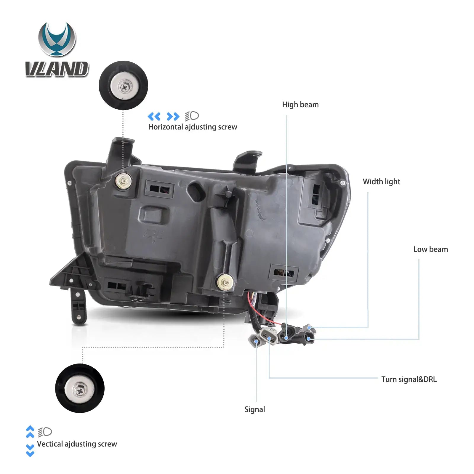 07-13 Toyota Tundra & 08-21 Toyota Sequoia Vland LED Matrix Projector strålkastare Black - 7