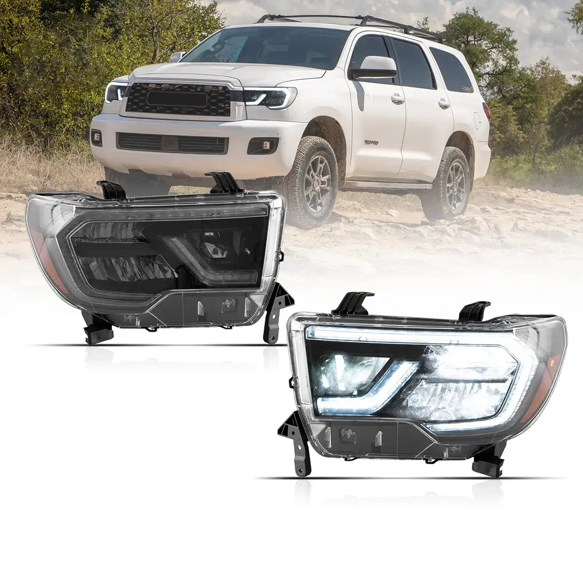 07-13 Toyota Tundra & 08-21 Toyota Sequoia Vland LED Reflection Bowl strålkastare - 2