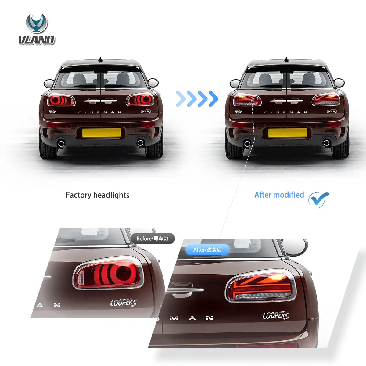 15-23 Mini Cooper Clubman F54 LCL F54 F54N Vland bakljus med Full LED Upgraded Dynamic Welcome Lighting [E-mark] - 8