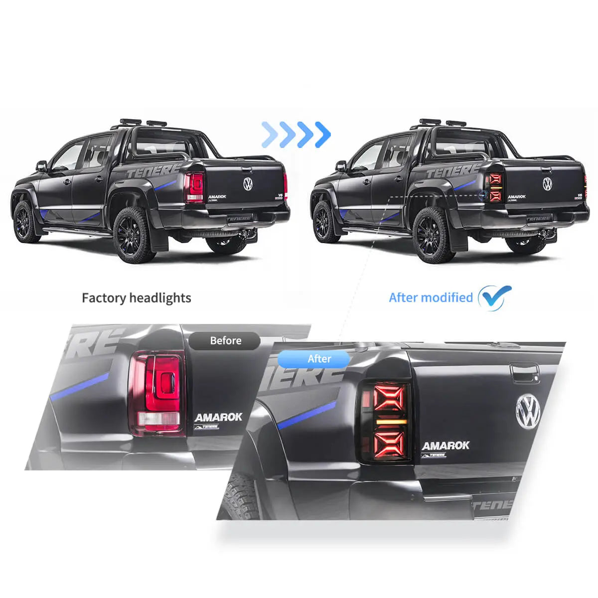 10-21 VW Amarok Pickup TDI TSI Vland LED bakljus [E-mark] - 5