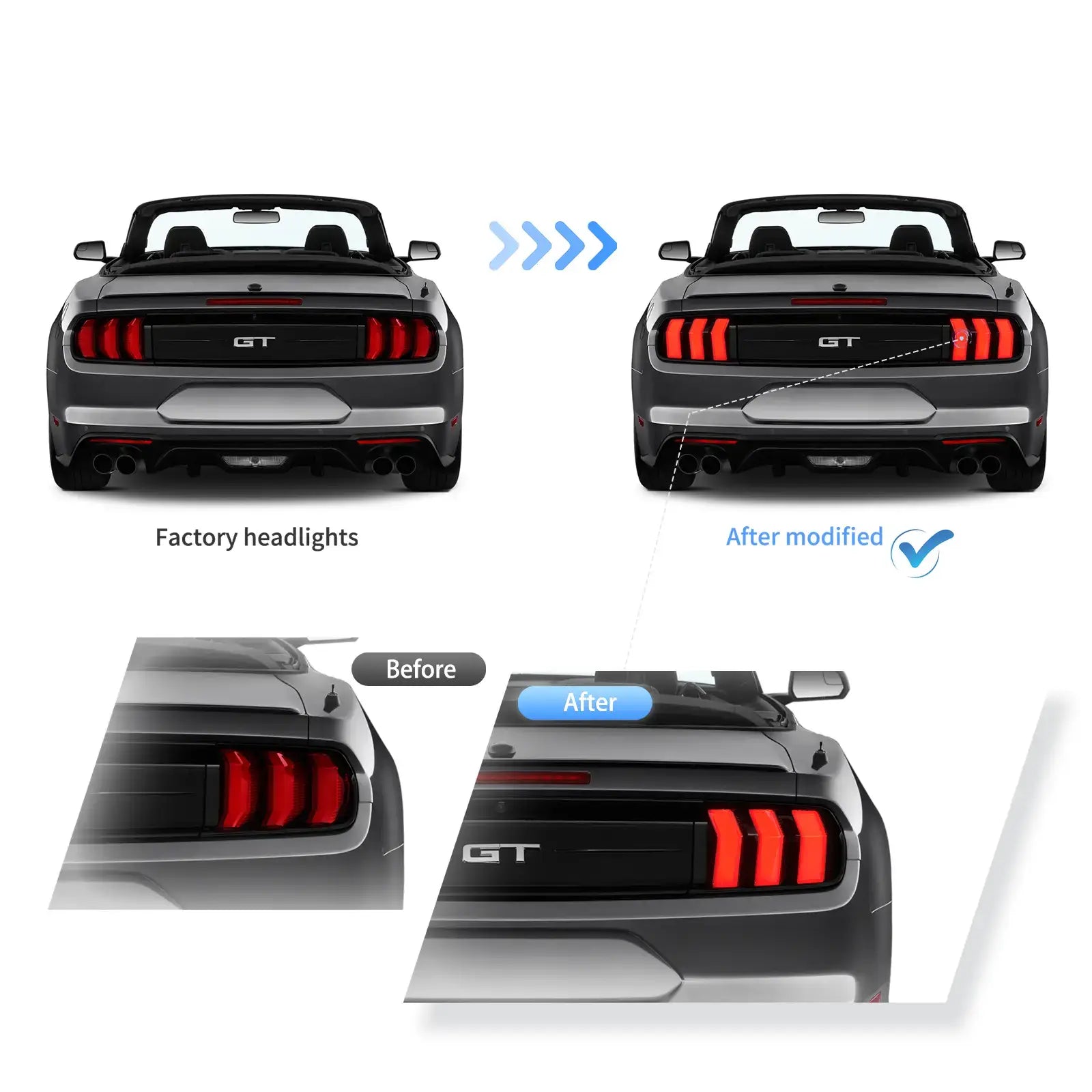 15-23 Ford Mustang 6th Gen (S550) Vland LED Upgrade bakljus W/5 Modes Turn Signals - 3