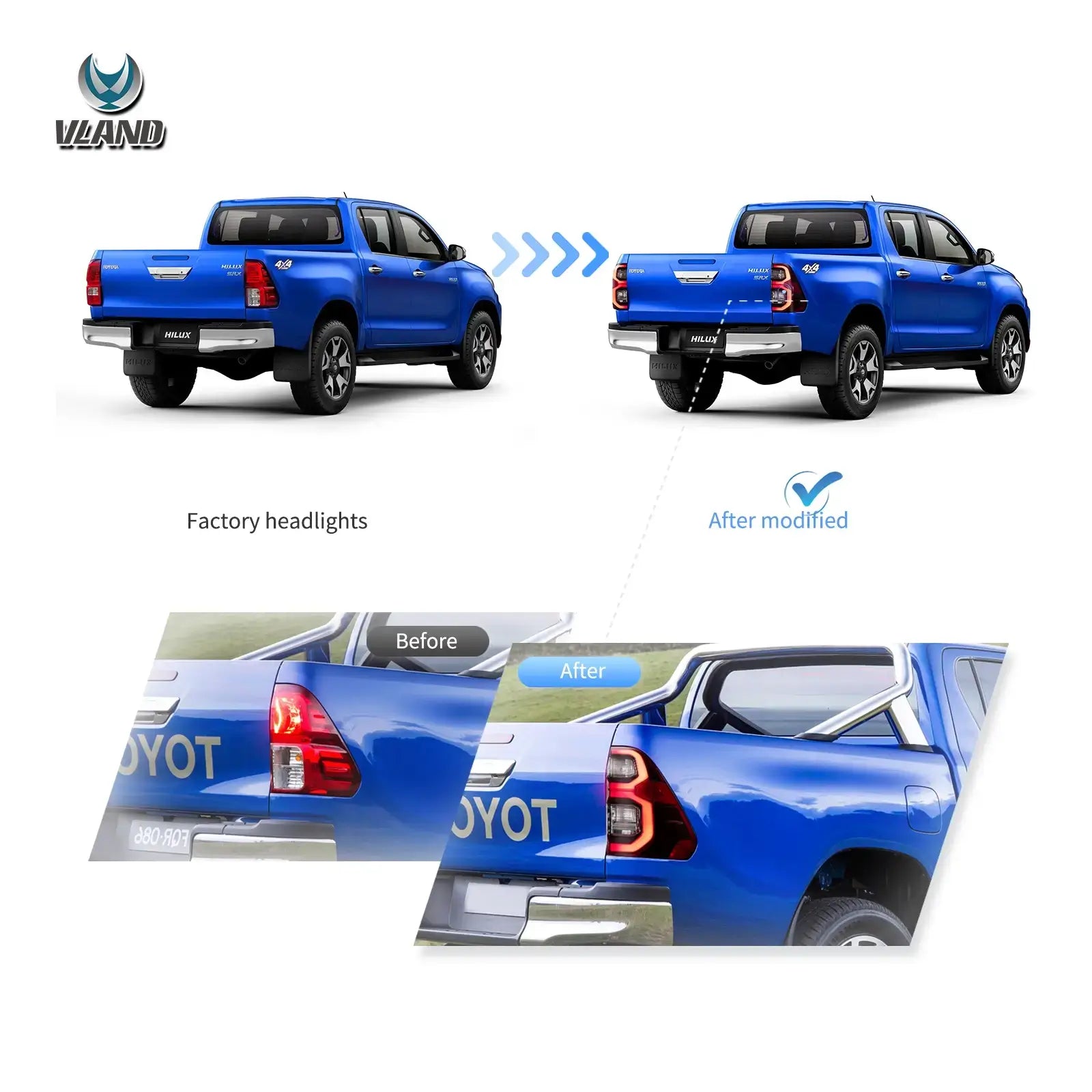 15-22 Toyota Hilux Vland LED bakljus med Dynamic Welcome Lighting - 9