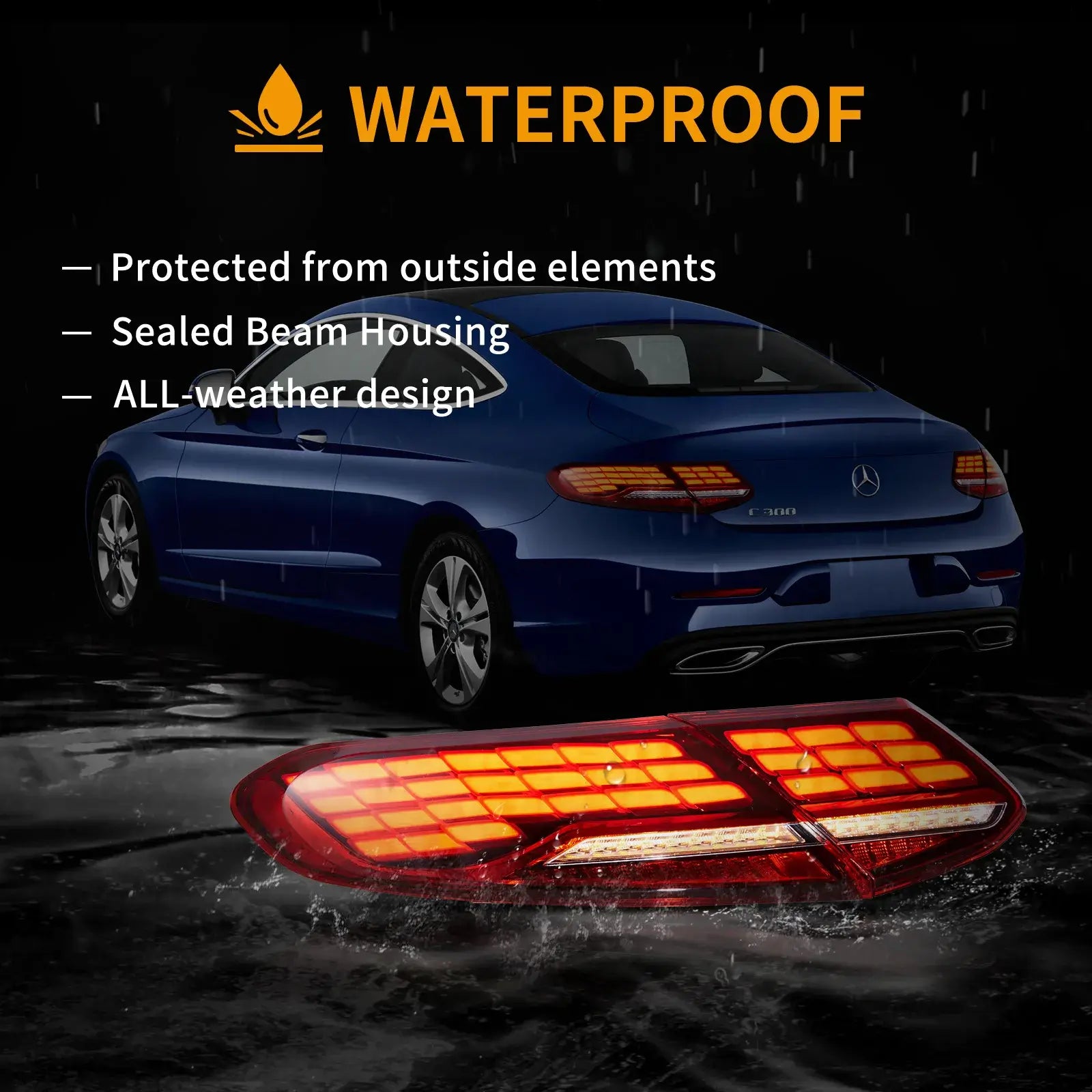 16-23 Mercedes C-Class A205 C205 Vland Full LED bakljus med Animation Sequential - 7