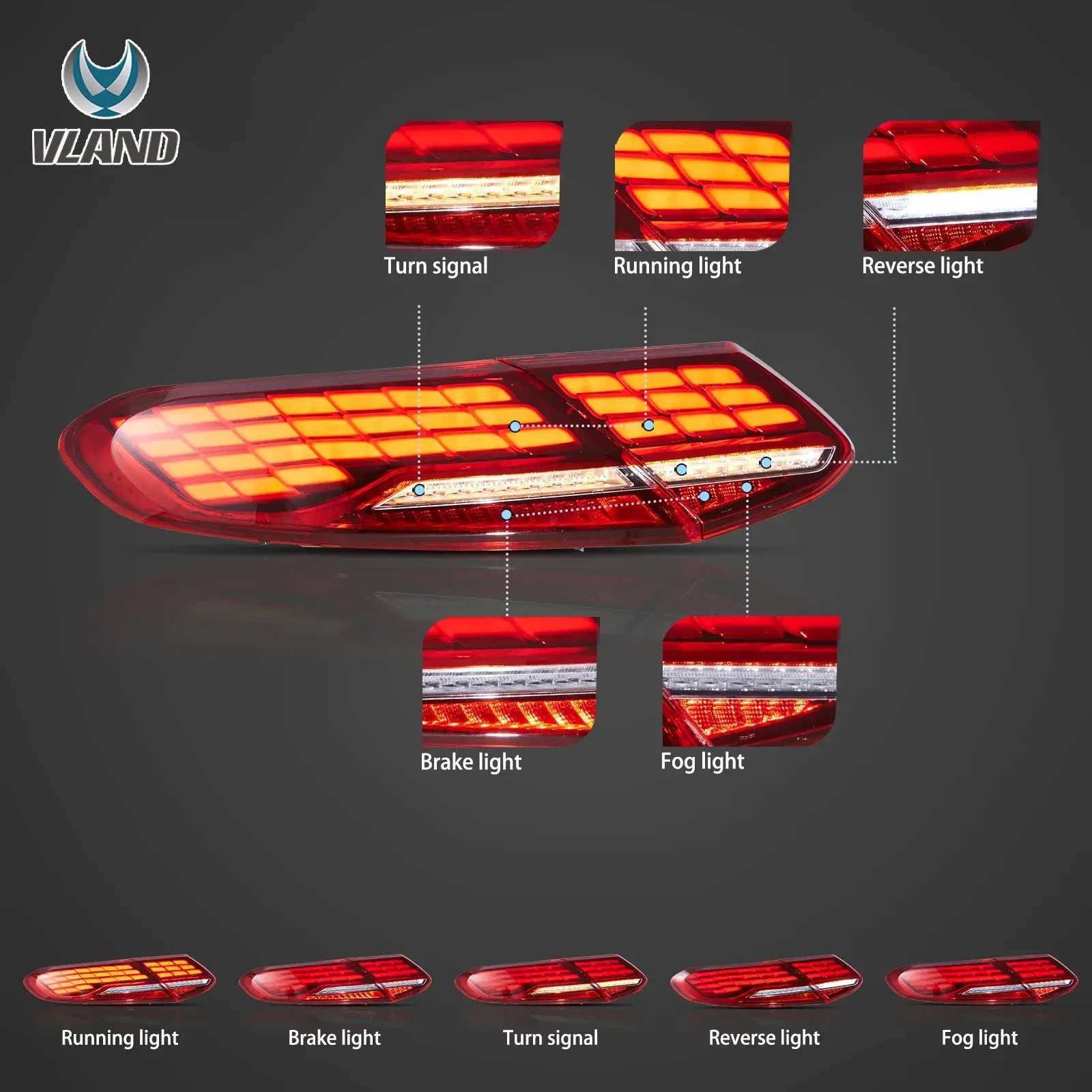 16-23 Mercedes C-Class A205 C205 Vland Full LED bakljus med Animation Sequential - 3