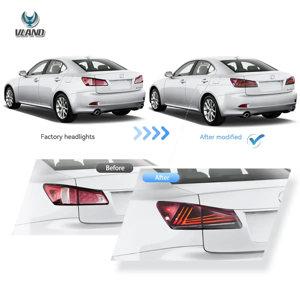 06-13 Lexus IS250 IS350 ISF IS300 220d 200d(XE20) VLAND LED bakljus uppgraderade - 5