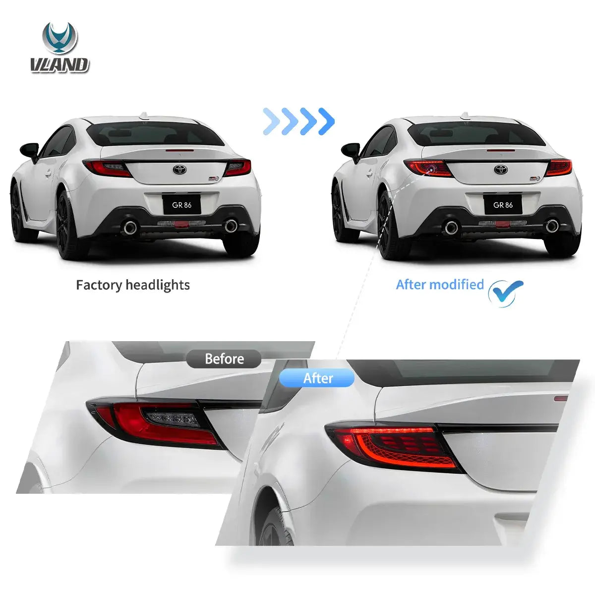 21-UP Toyota 86 GR86 & Subaru BRZ VLAND Full LED bakljus med Dynamic Welcome Lighting - 6