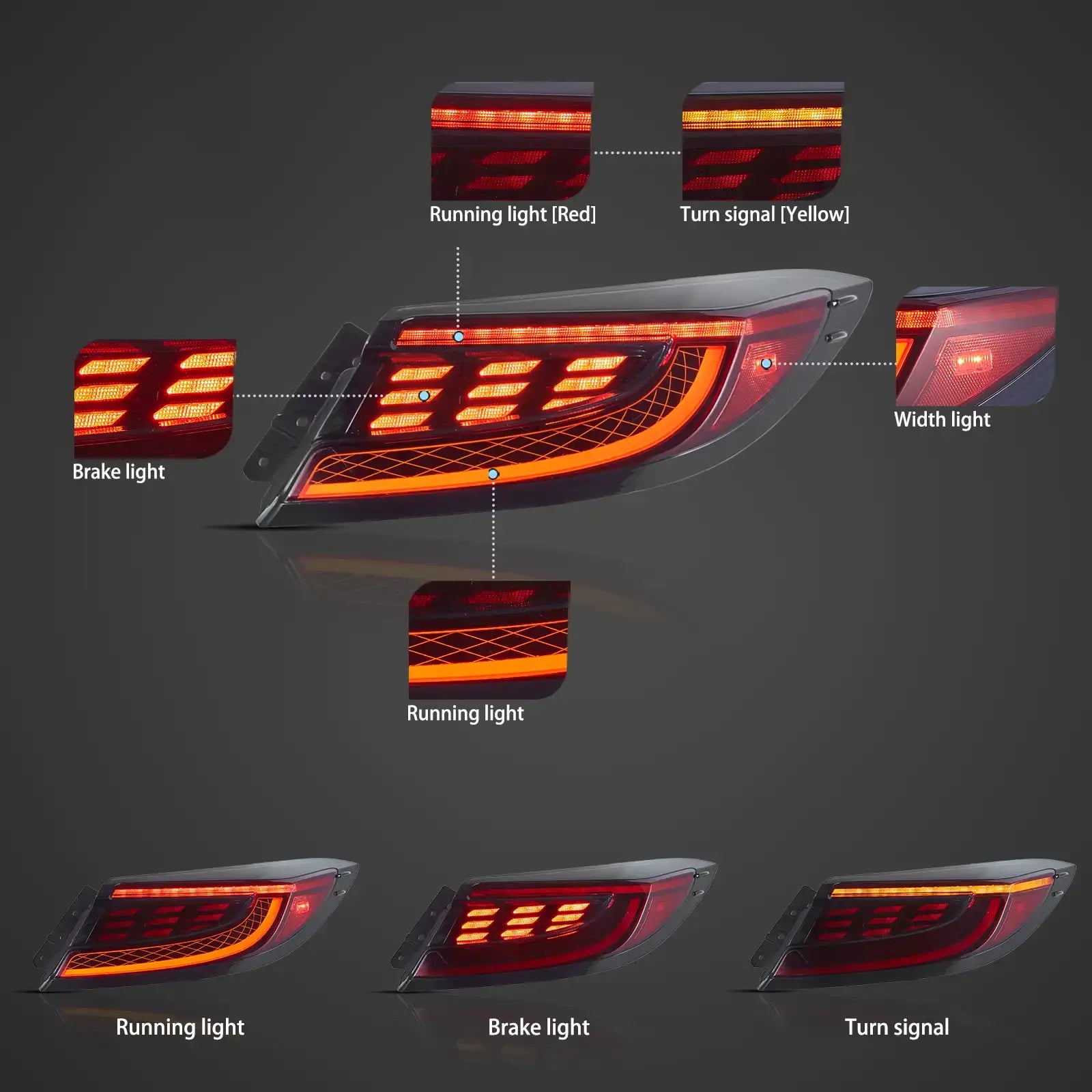 21-UP Toyota 86 GR86 & Subaru BRZ VLAND Full LED bakljus med Dynamic Welcome Lighting - 5
