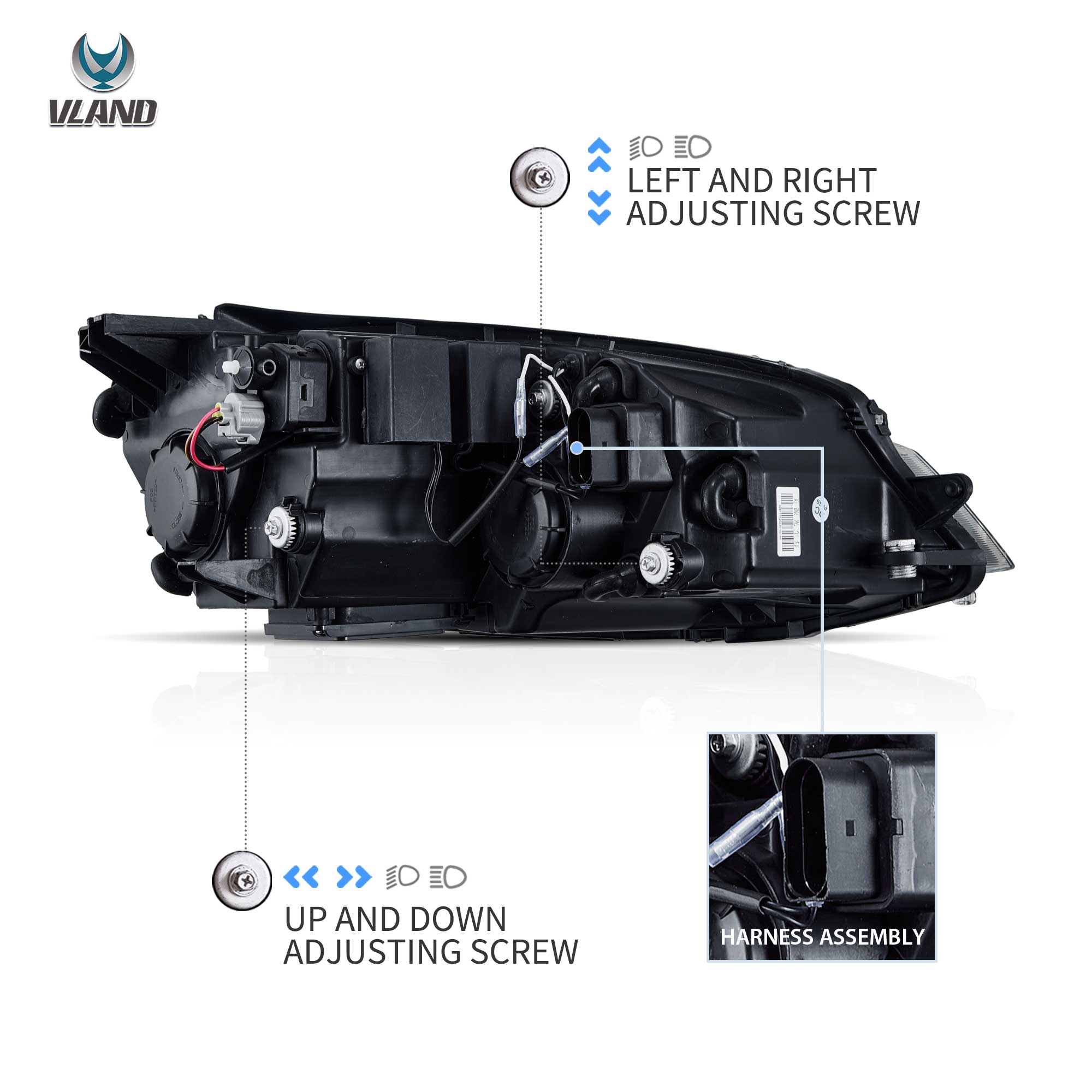 17-21 Volkswagen Golf MK7.5 Vland Full LED Projector strålkastare [E-mark] - 7