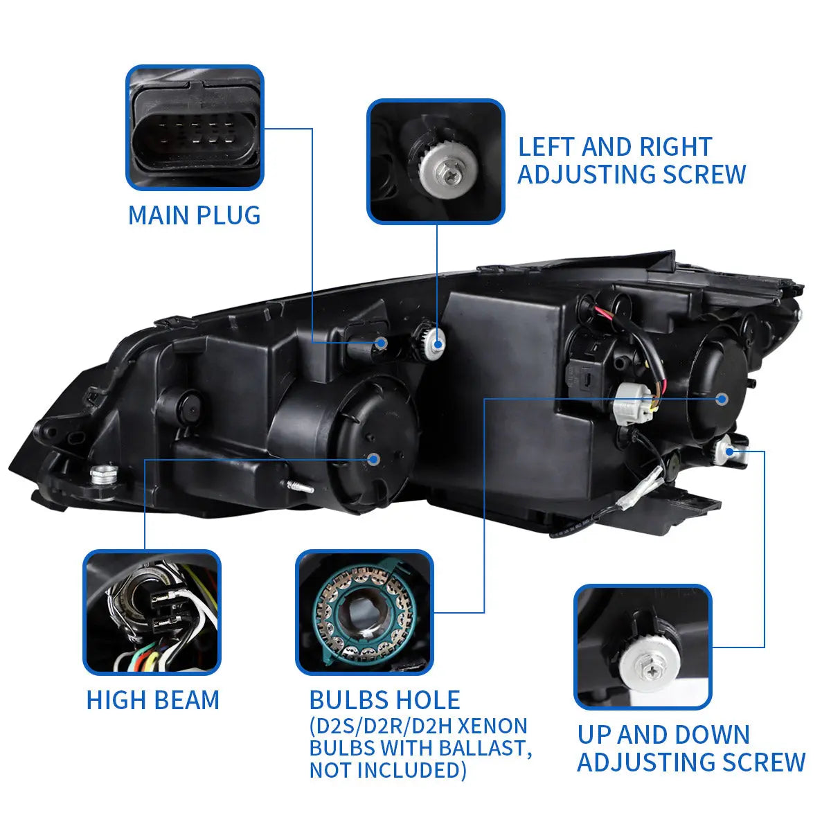 17-21 Volkswagen Golf MK7.5 Vland Projector strålkastare Black [E-mark] - 8