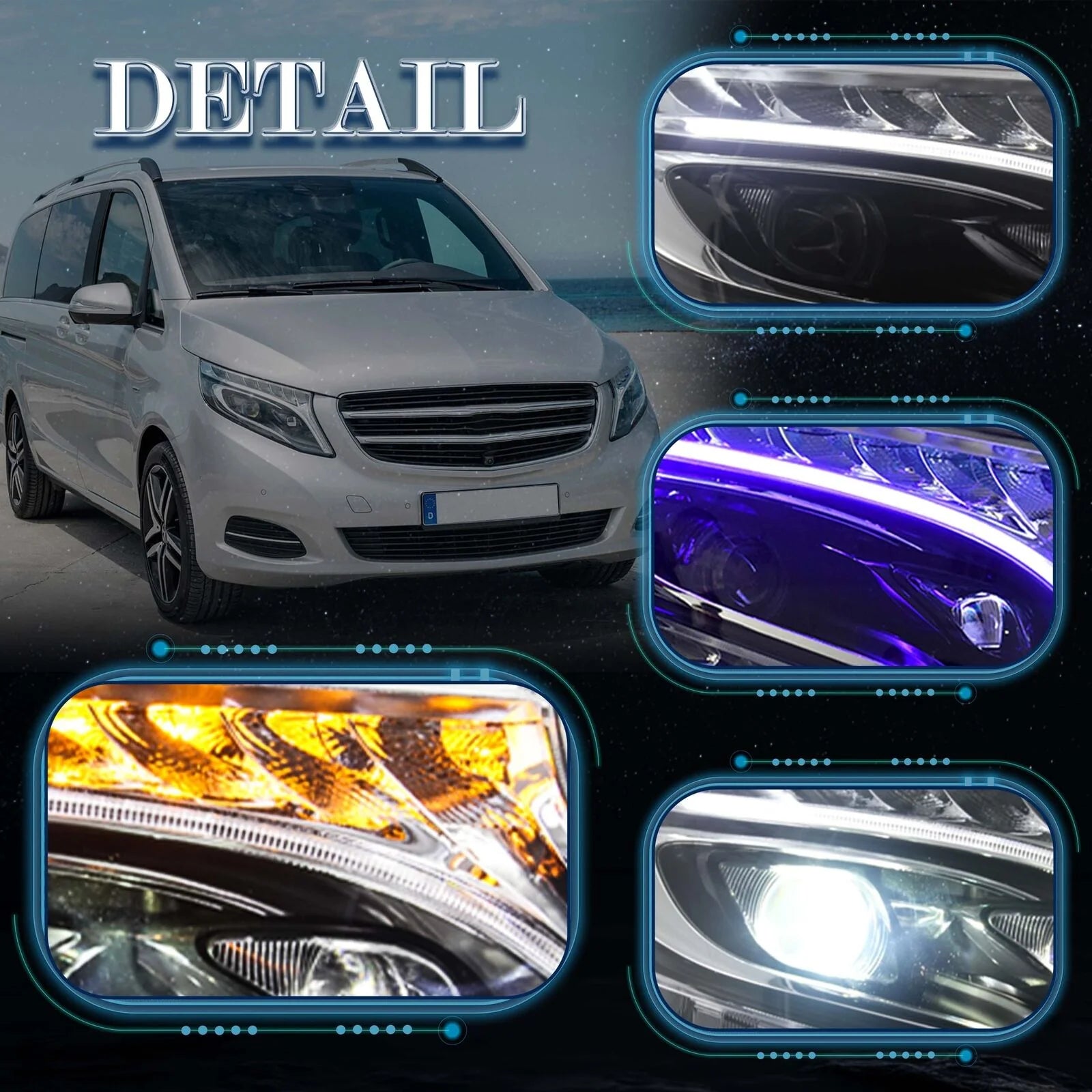 Mercedes-Benz Vito V-Class W447 2014-2023 Vland LED strålkastare [E-mark] - 2