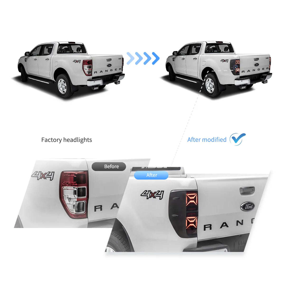 12-22 Ford Ranger (T6/P375) International Vland II LED bakljus med sekventiell blinkers - 5