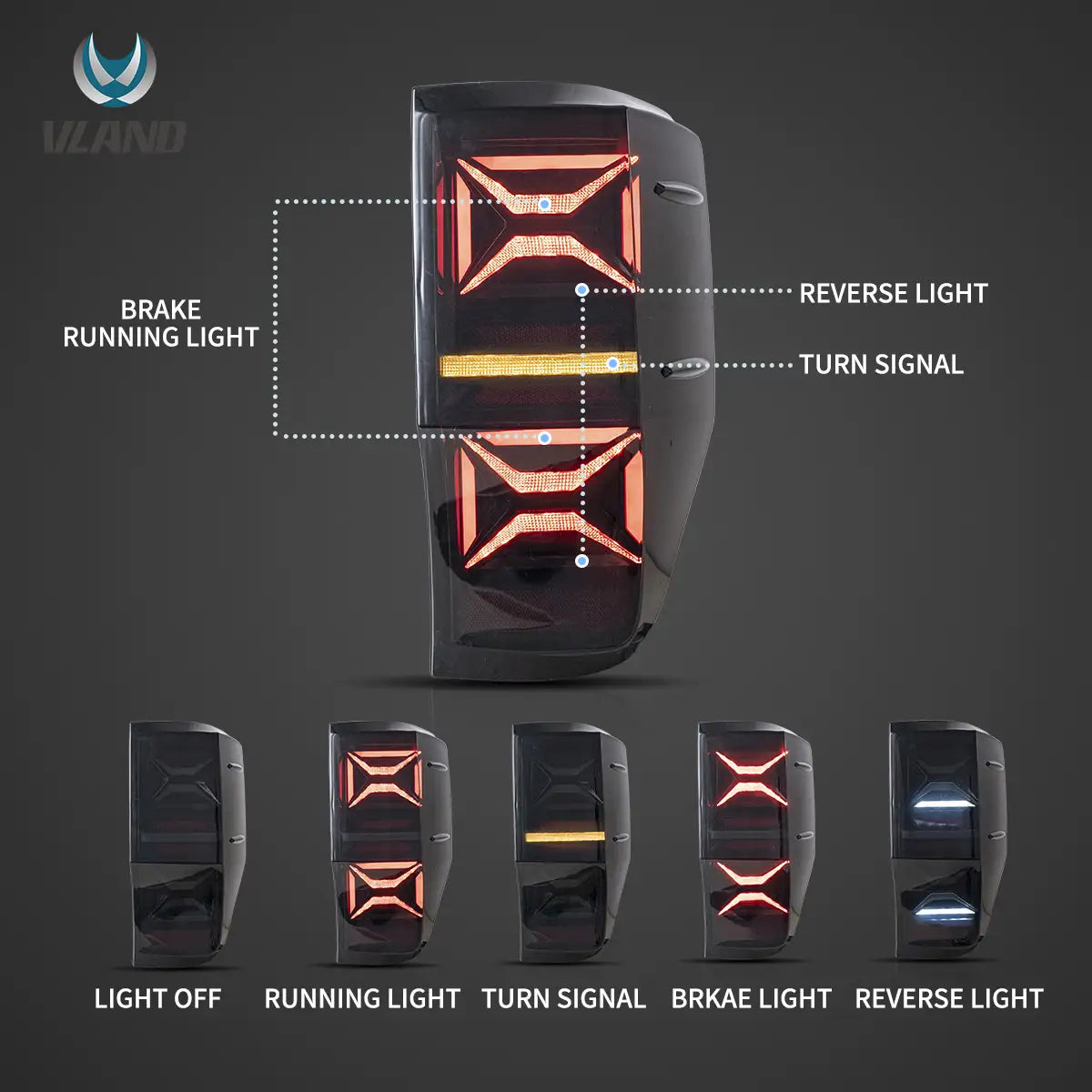 12-22 Ford Ranger (T6/P375) International Vland II LED bakljus med sekventiell blinkers - 3