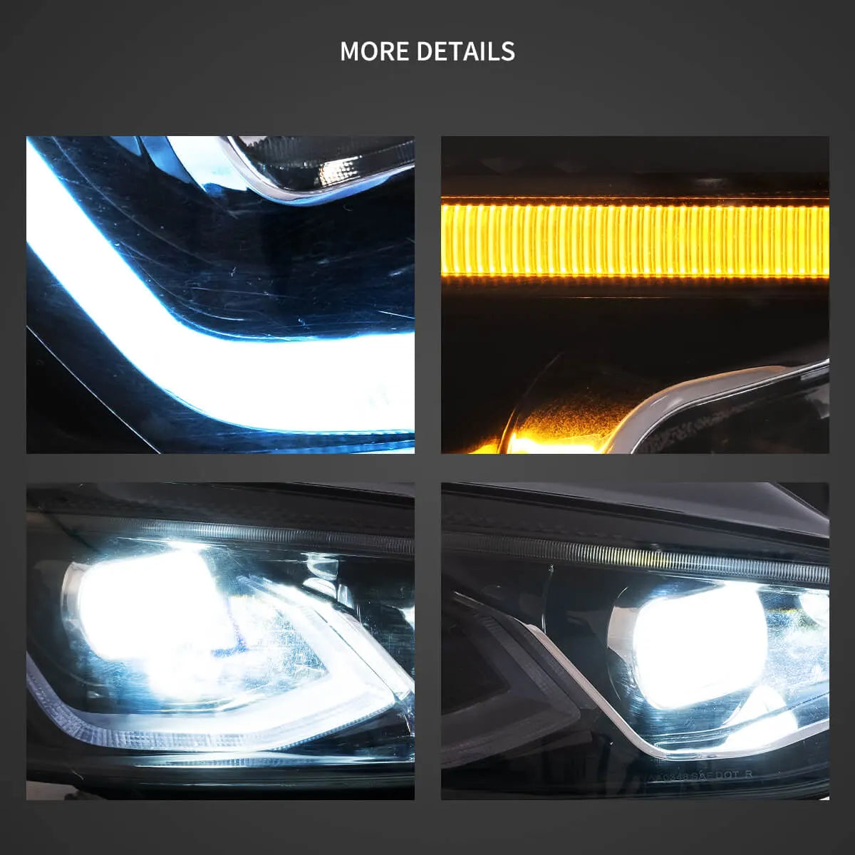 13-17 VW Golf MK7 Hatchback Vland LED Aftermarket strålkastare Black [E-mark] - 5