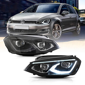 13-17 VW Golf MK7 Hatchback Vland LED Aftermarket strålkastare Black [E-mark]