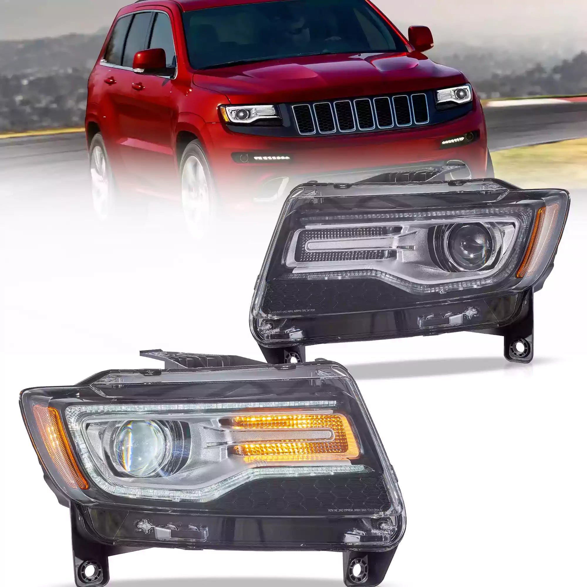 11-13 Jeep Grand Cherokee (WK2) VLAND strålkastare Full-LED med startanimation/ blå DRL - 5