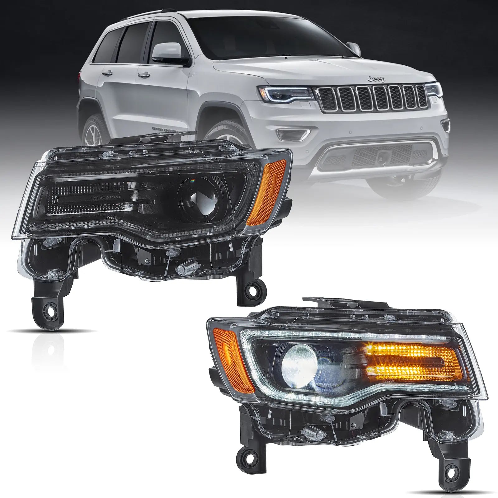 14-22 Jeep Grand Cherokee (WK2) VLAND strålkastare Full-LED med startanimation/ blå DRL