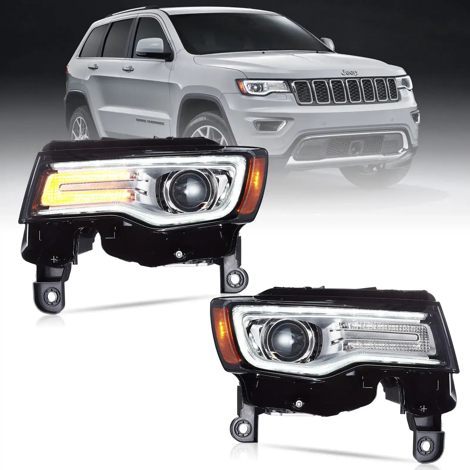 14-22 Jeep Grand Cherokee (WK2) VLAND strålkastare Full-LED med startanimation/ blå DRL - 2