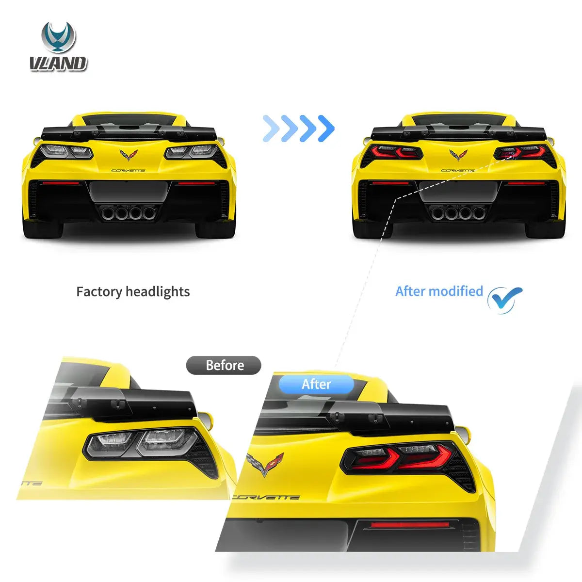 14-19 Chevrolet Corvette C7 Vland Full LED bakljus med sekventiell blinkers - 6