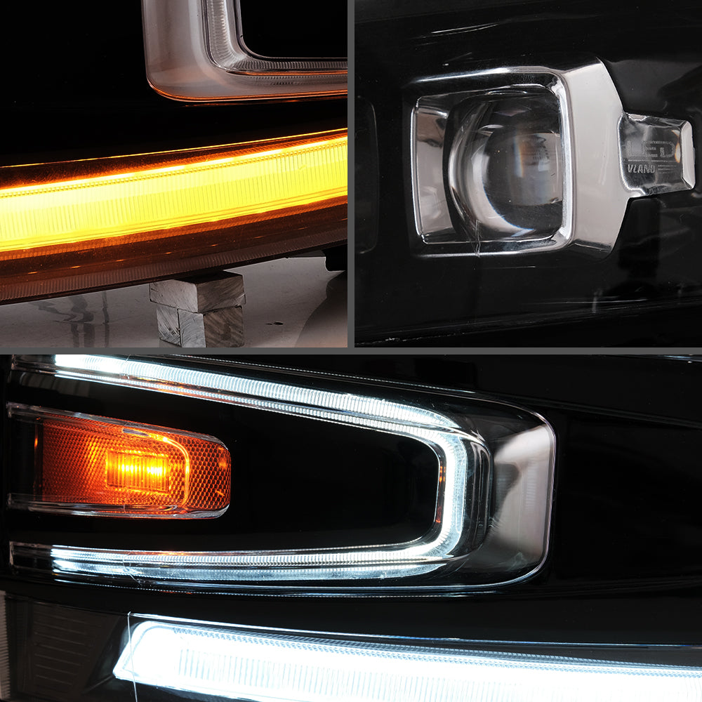 VLAND Projector LED strålkastare Fit för 2007-2014 Silverado 1500 2500 HD 3500 HD - 8