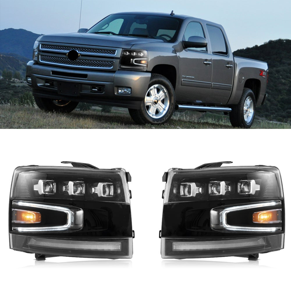 VLAND Projector LED strålkastare Fit för 2007-2014 Silverado 1500 2500 HD 3500 HD - 2