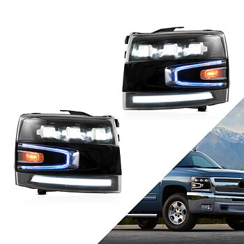 VLAND Projector LED strålkastare Fit för 2007-2014 Silverado 1500 2500 HD 3500 HD